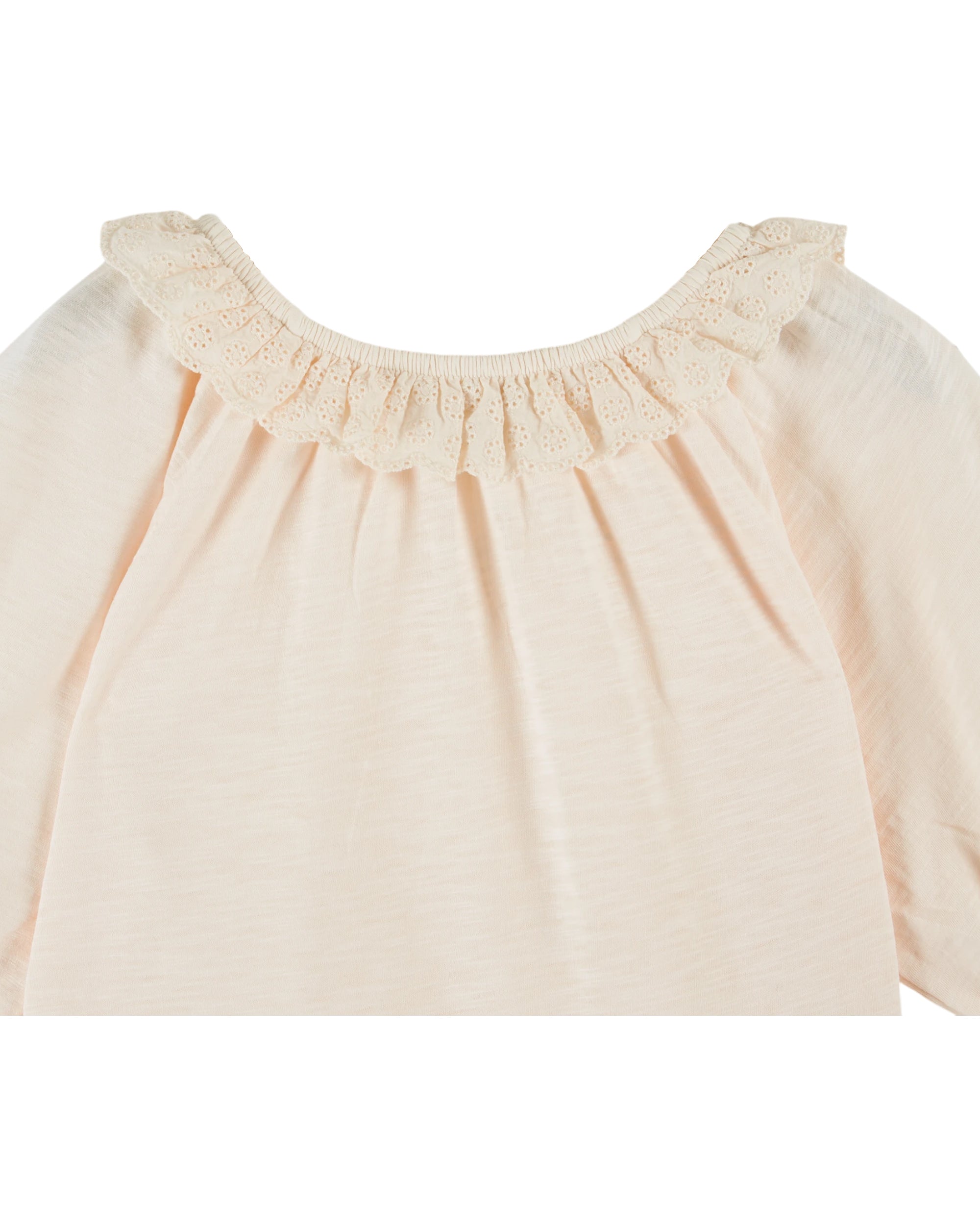 Embroidered Slub Jersey T Shirt - Creme