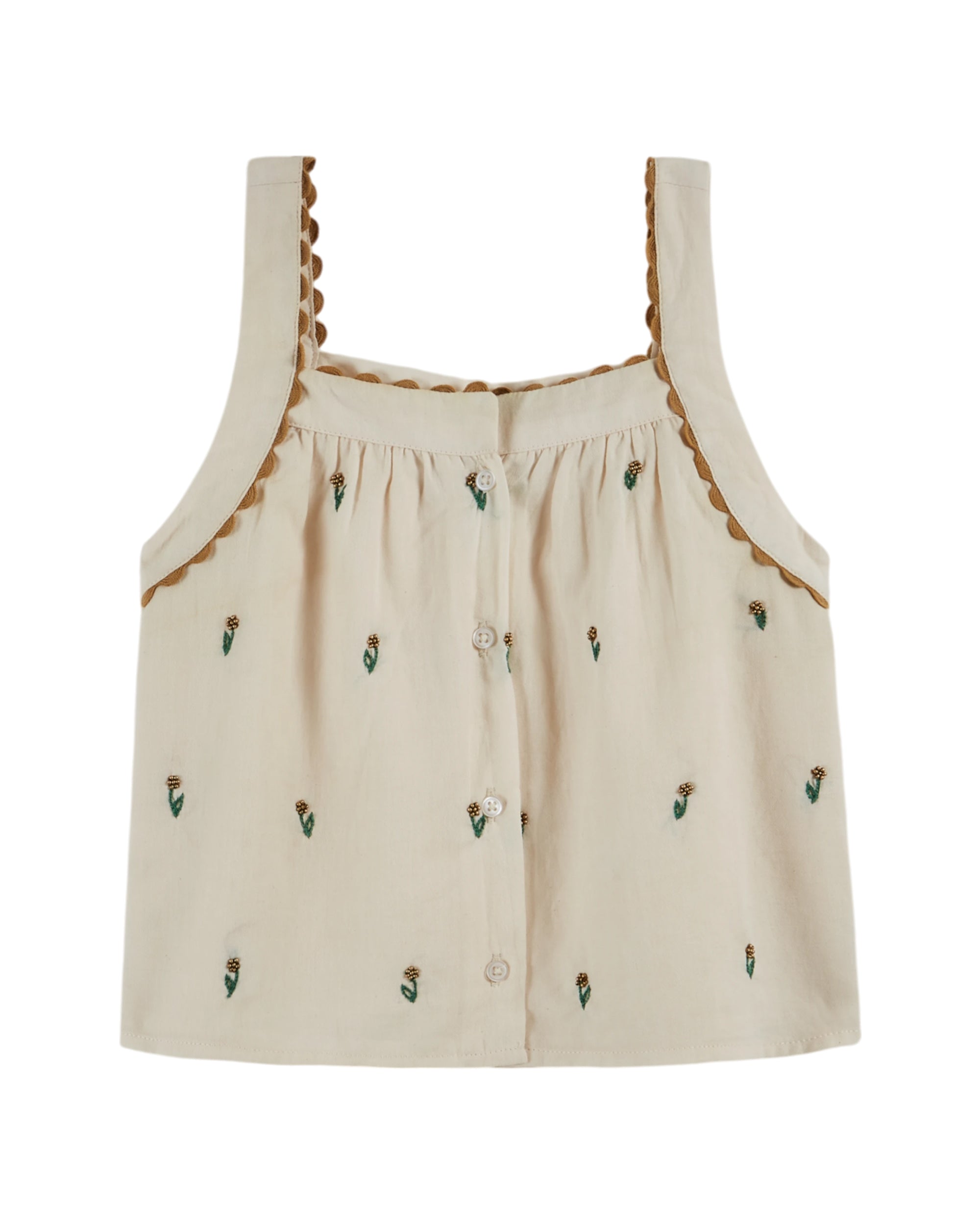 All Over Embroidered Top - Creme