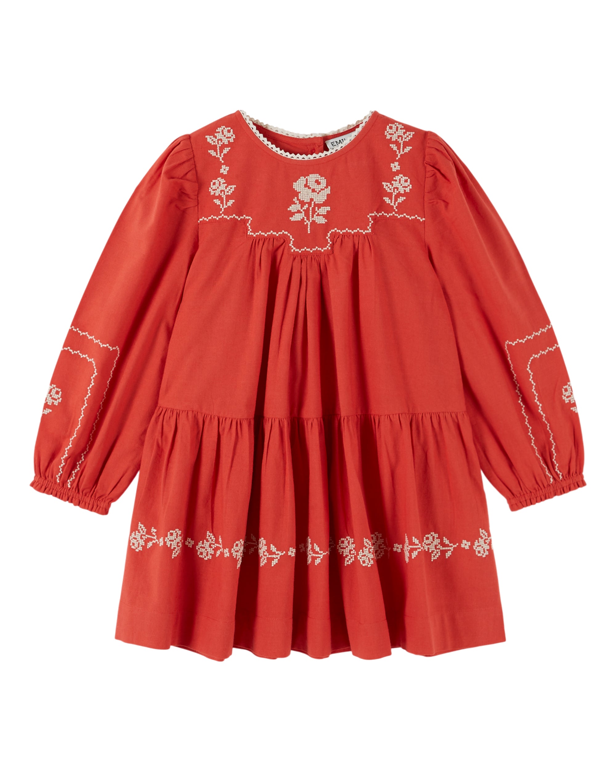 Embroidered Dress - Griotte