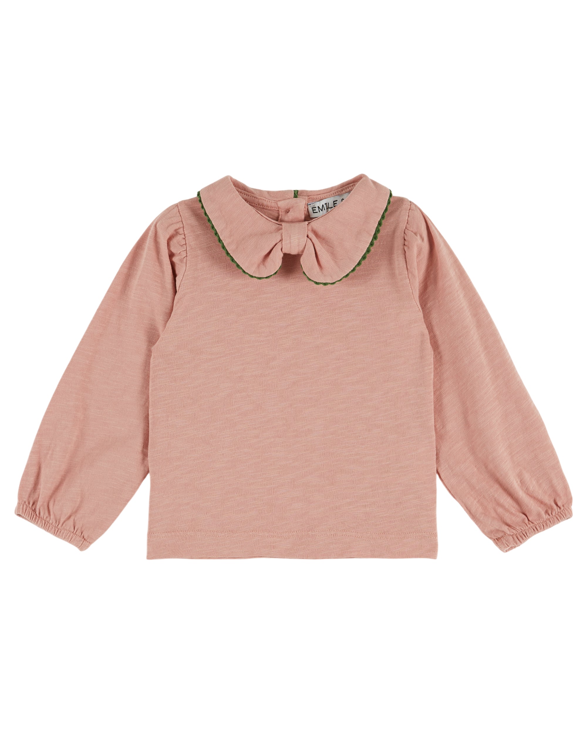 Long-sleeved t-shirt Pink bow collar