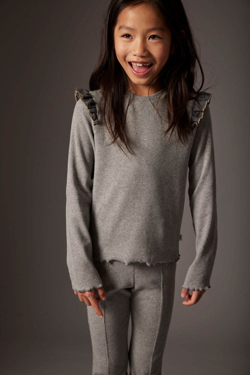 Soft Cotton Rib Sweater - Grey