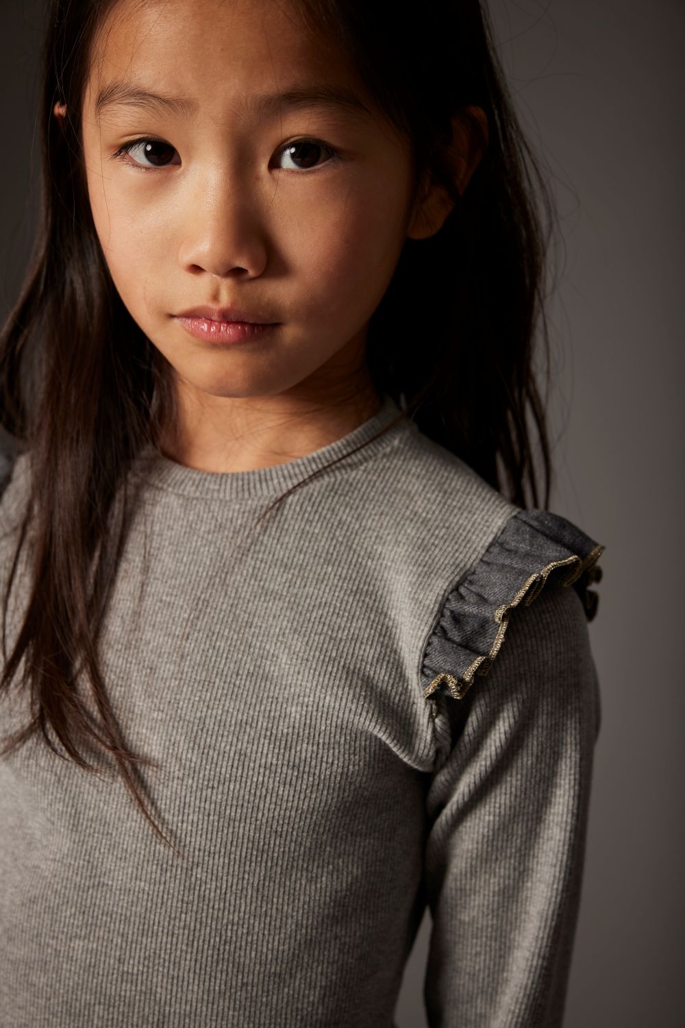 Soft Cotton Rib Sweater - Grey