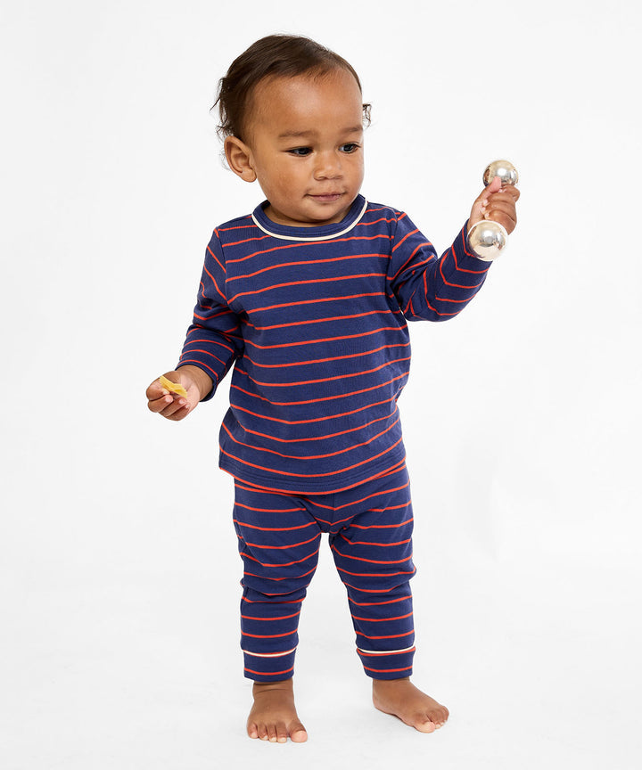 Andy Baby Legging - Navy Fine Stripe