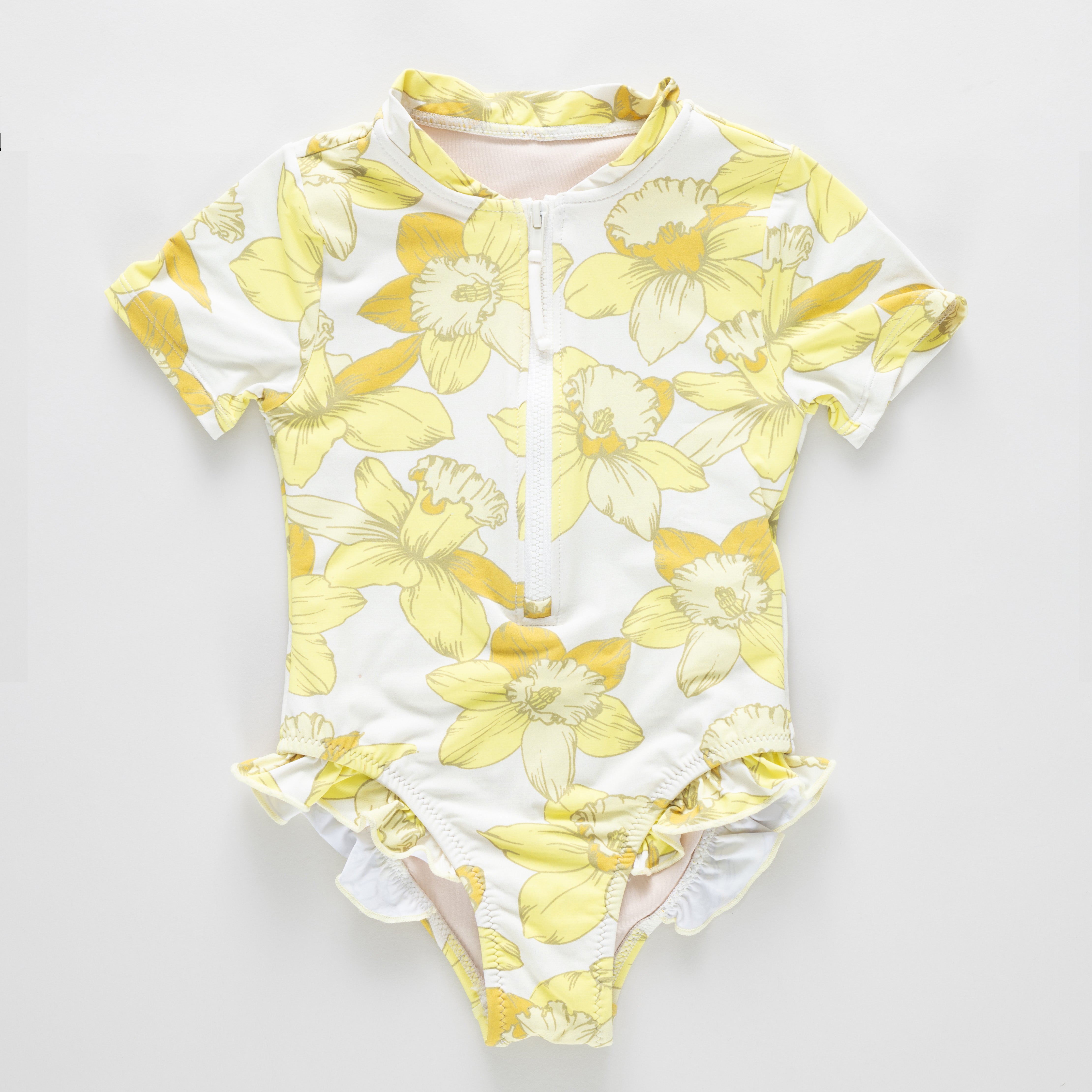 Girls Short Sleeve Arden Suit - Yellow Daffodils