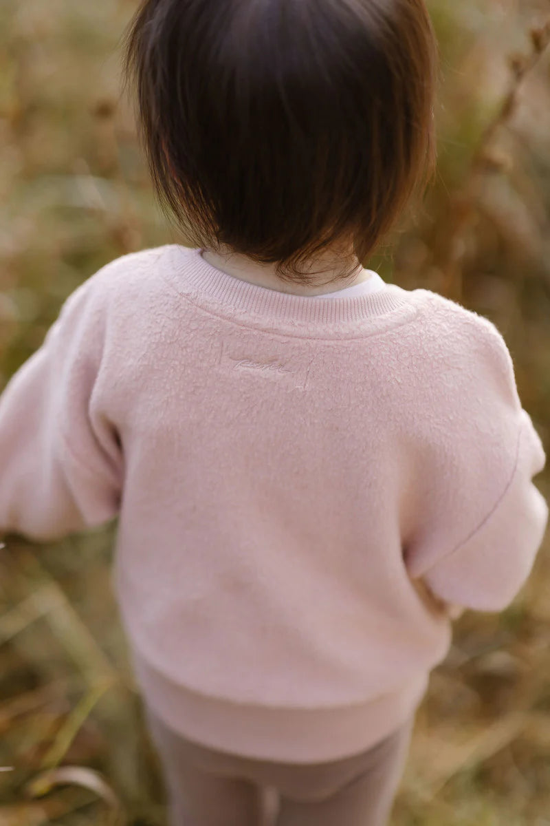 Teddy Fleece Dropped Shoulder Sweatshirt - Rose Pink