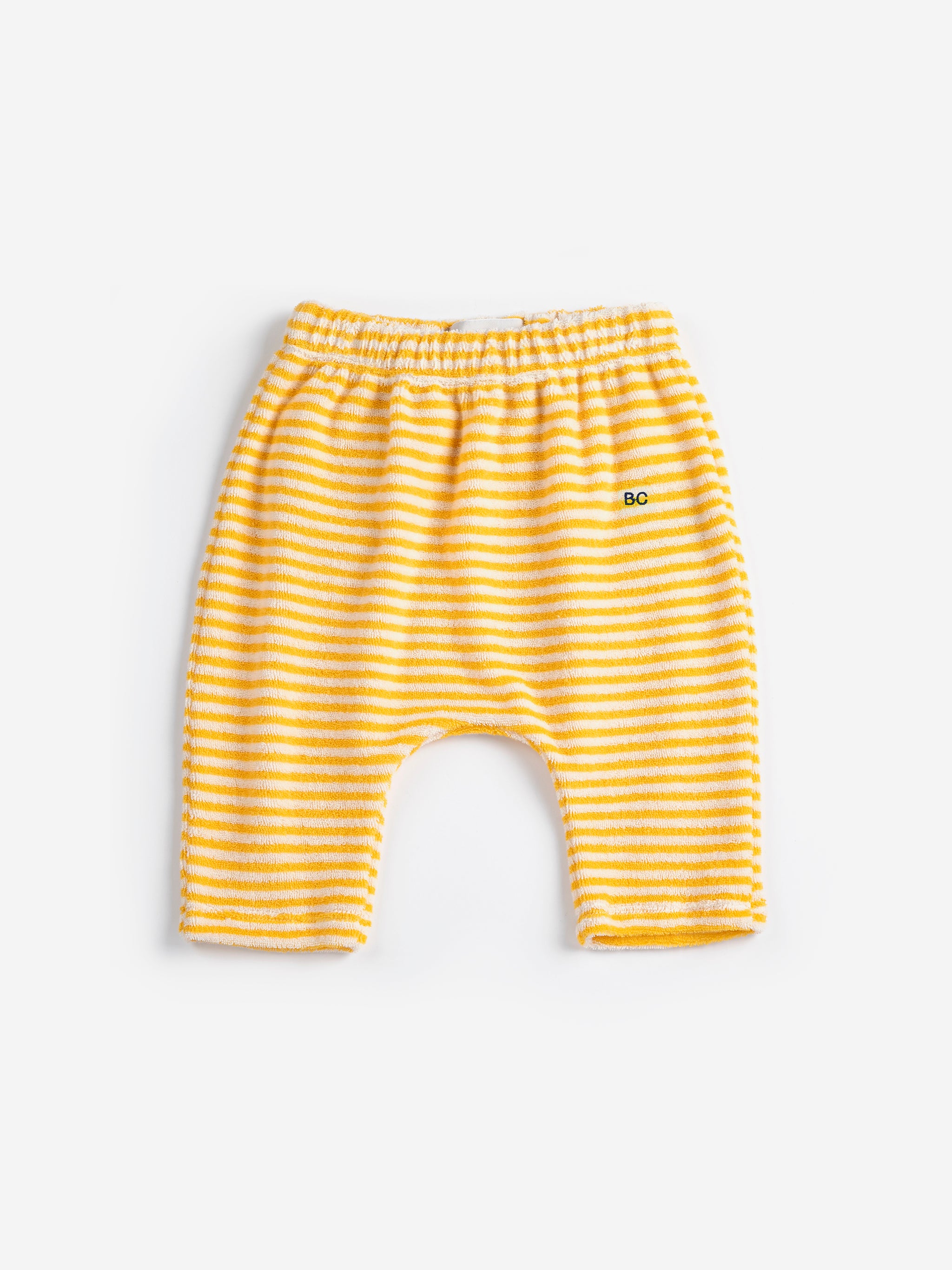 Yellow Stripes Terry Cloth Harem Pants - Yellow