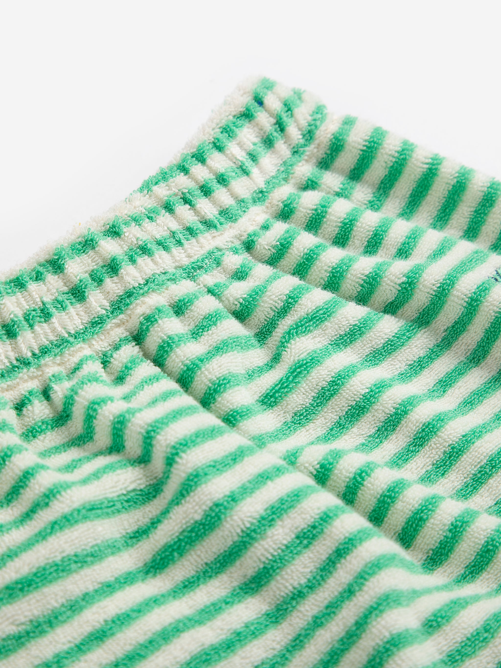 Green Stripes Terry Cloth Harem Pants - Green