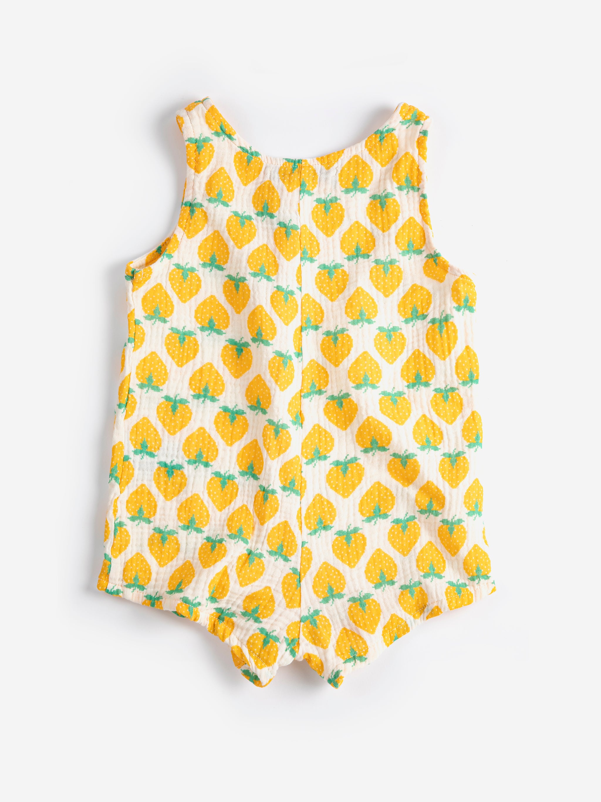 Strawberry All Over Woven Playsuit - White