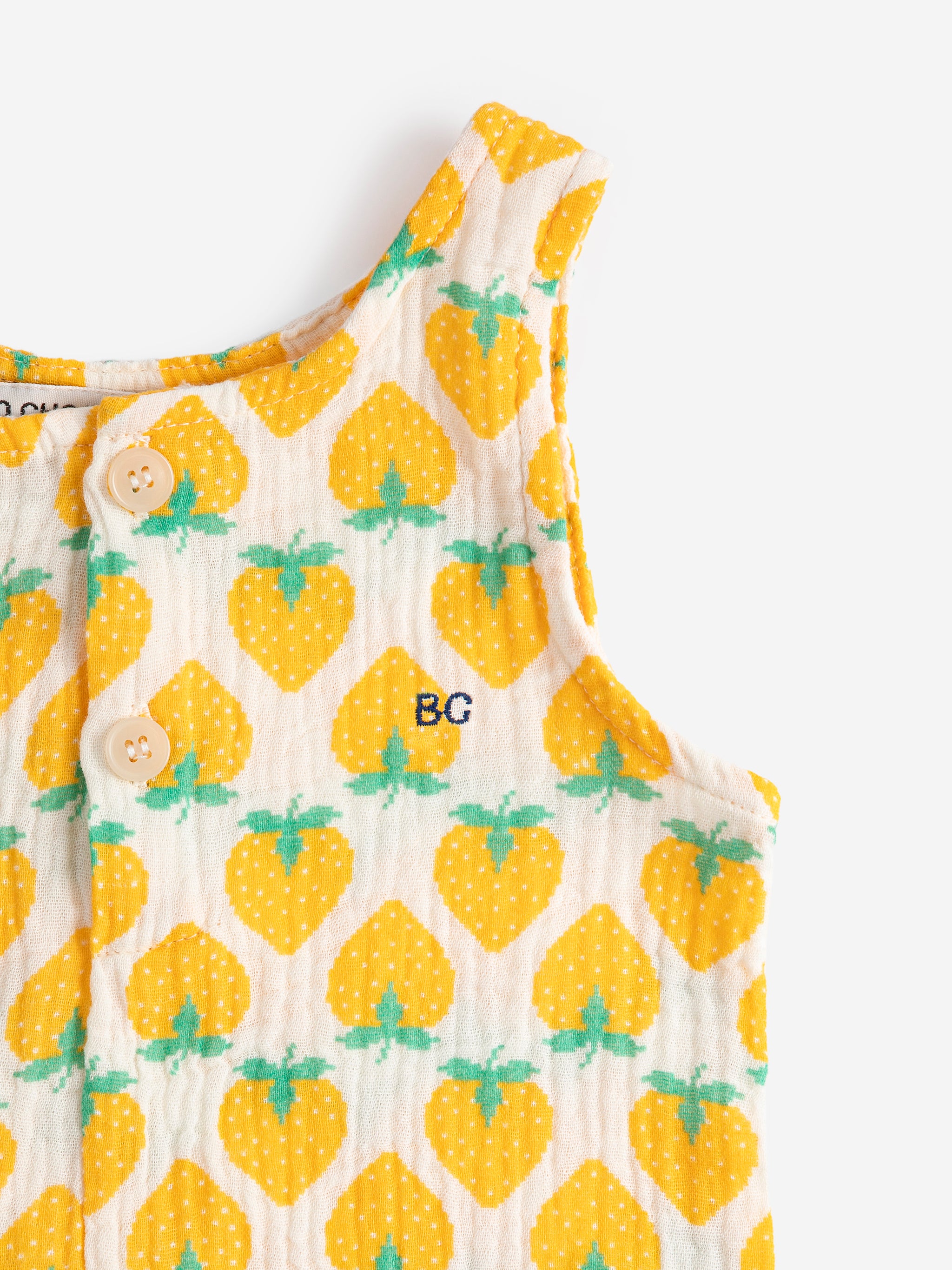 Strawberry All Over Woven Playsuit - White