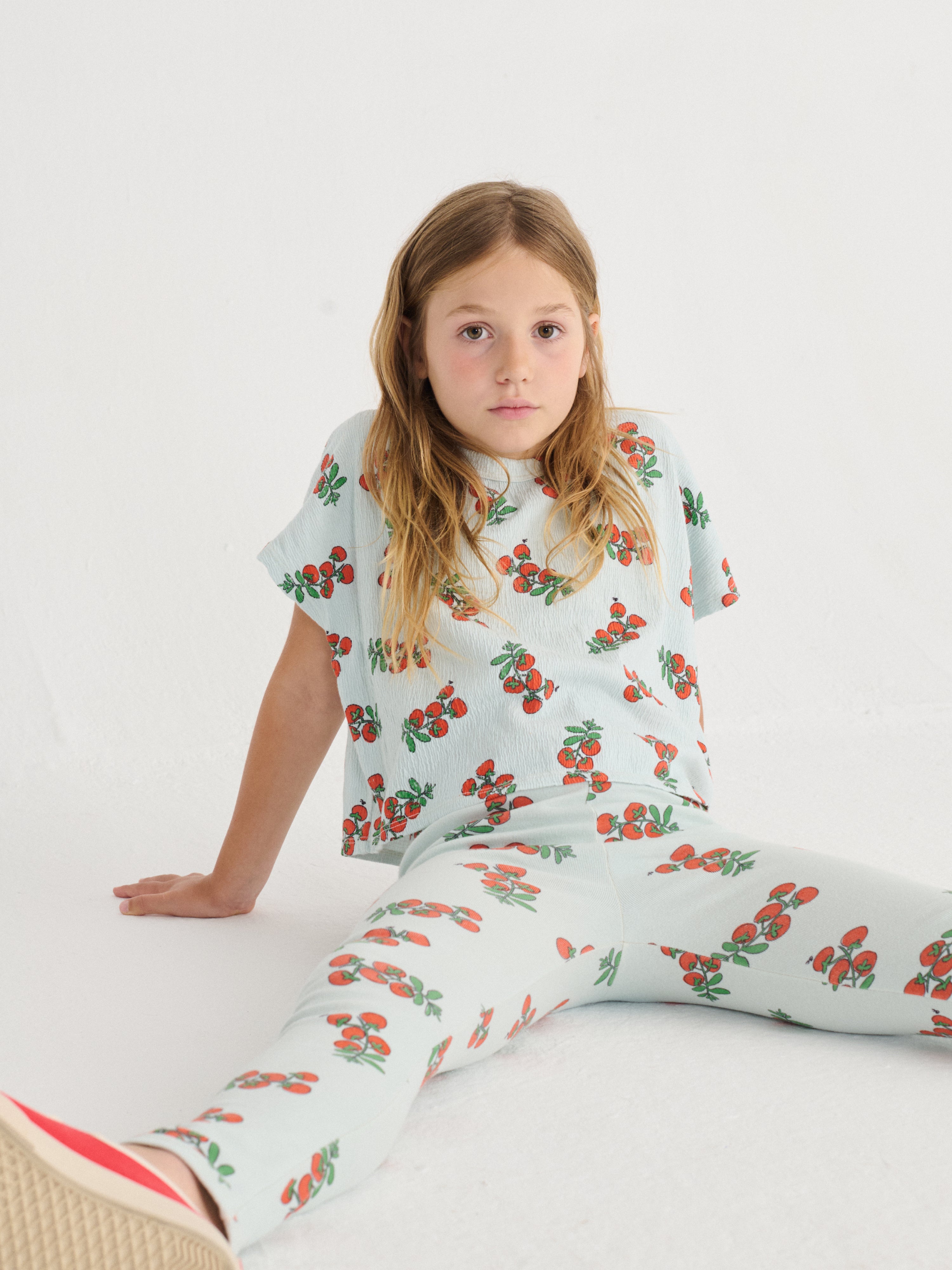 Juicy Tomatoes All Over Cropped T-Shirt - Light Blue