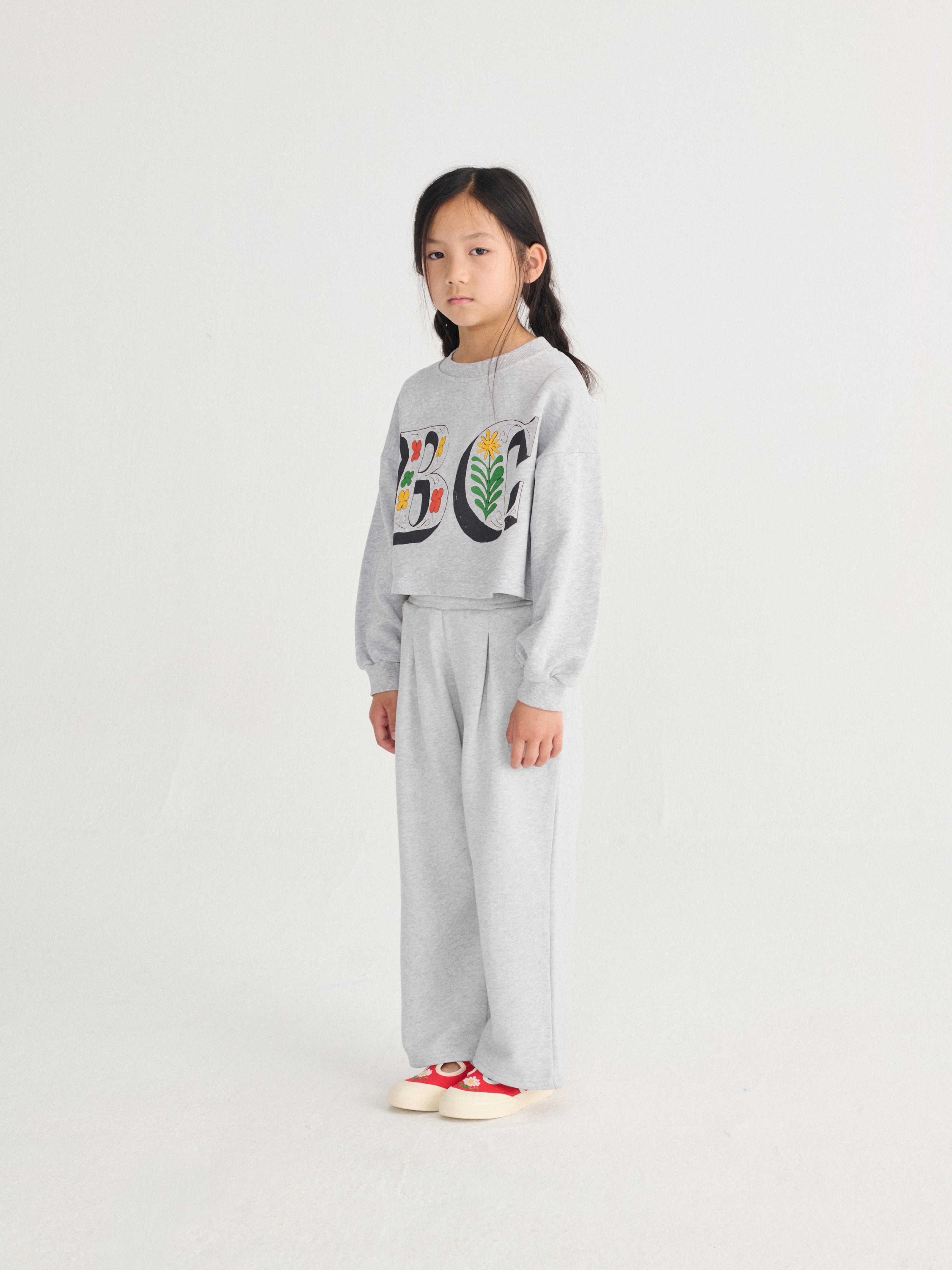 Spring Letters Cropped Sweatshirt - Heather Grey