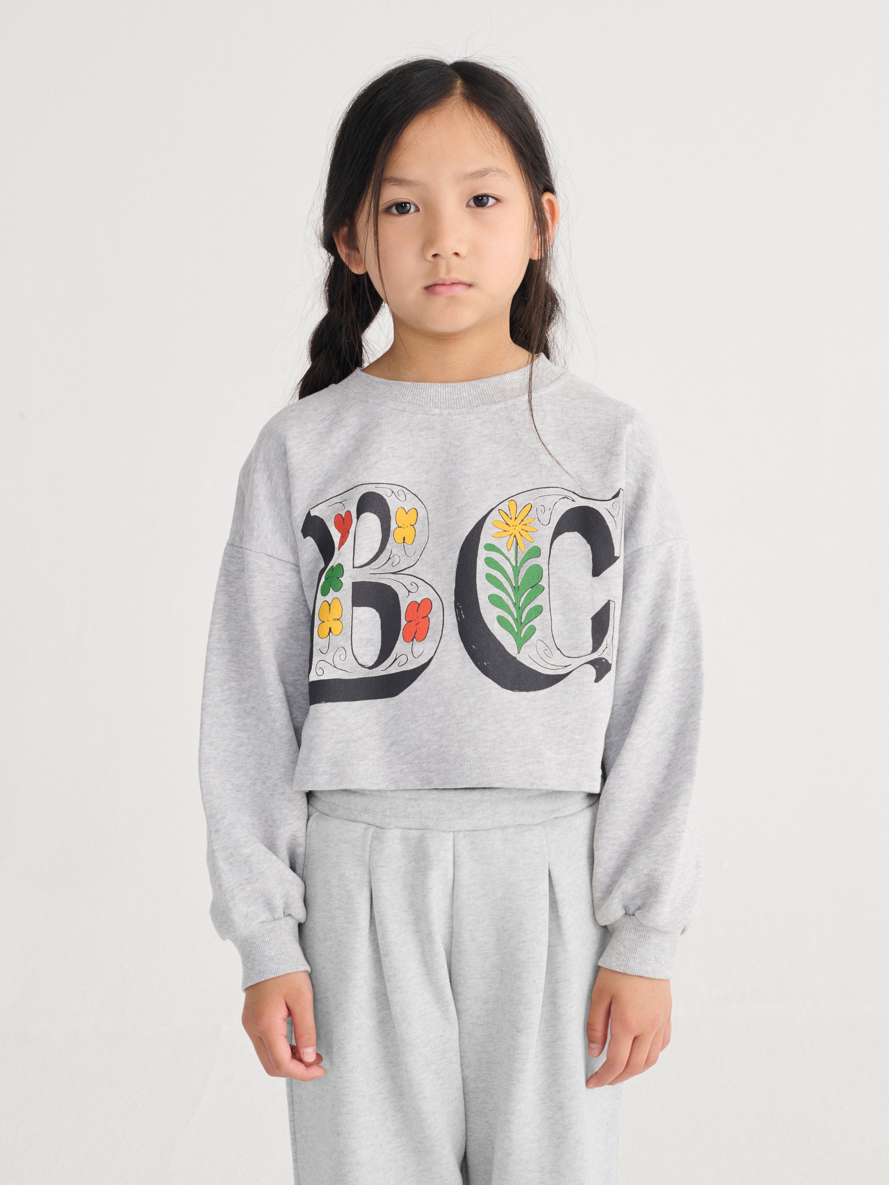 Spring Letters Cropped Sweatshirt - Heather Grey
