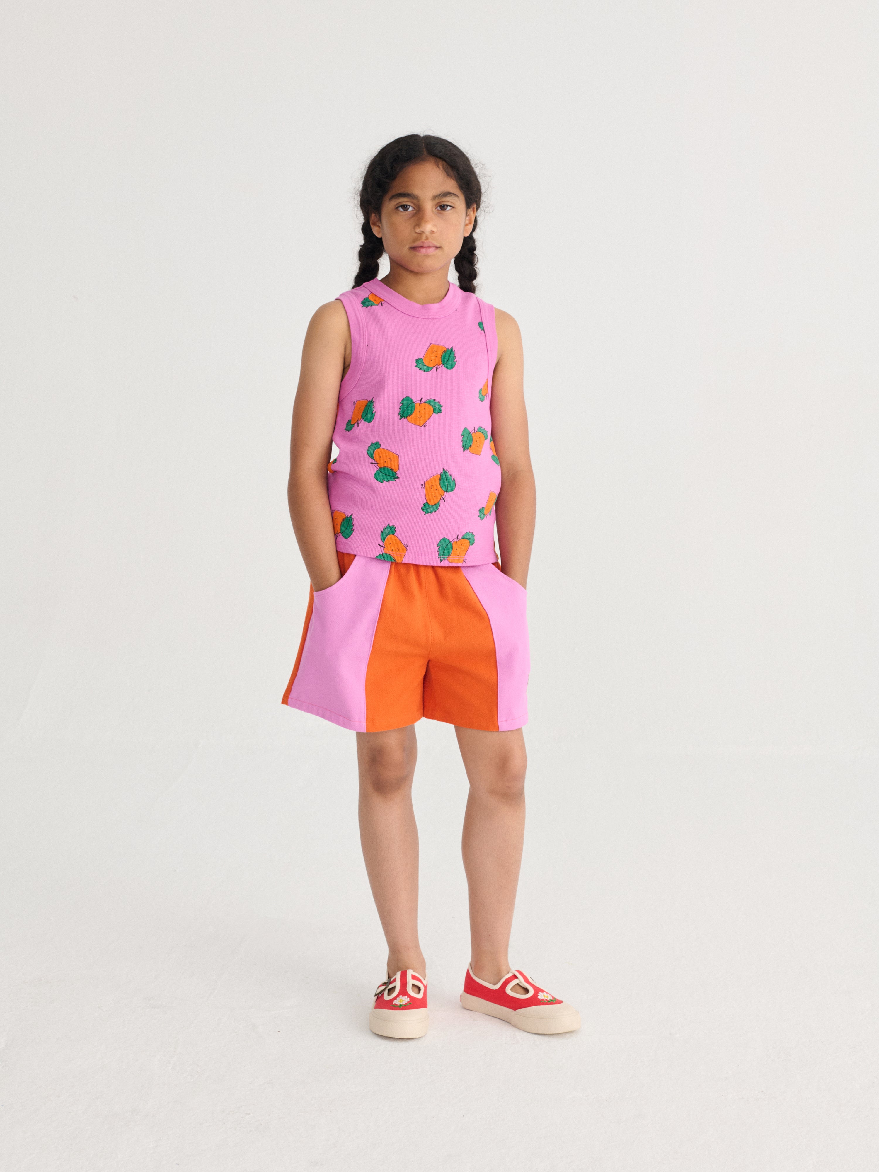 Bobo Choses Color Block Woven Shorts - Orange