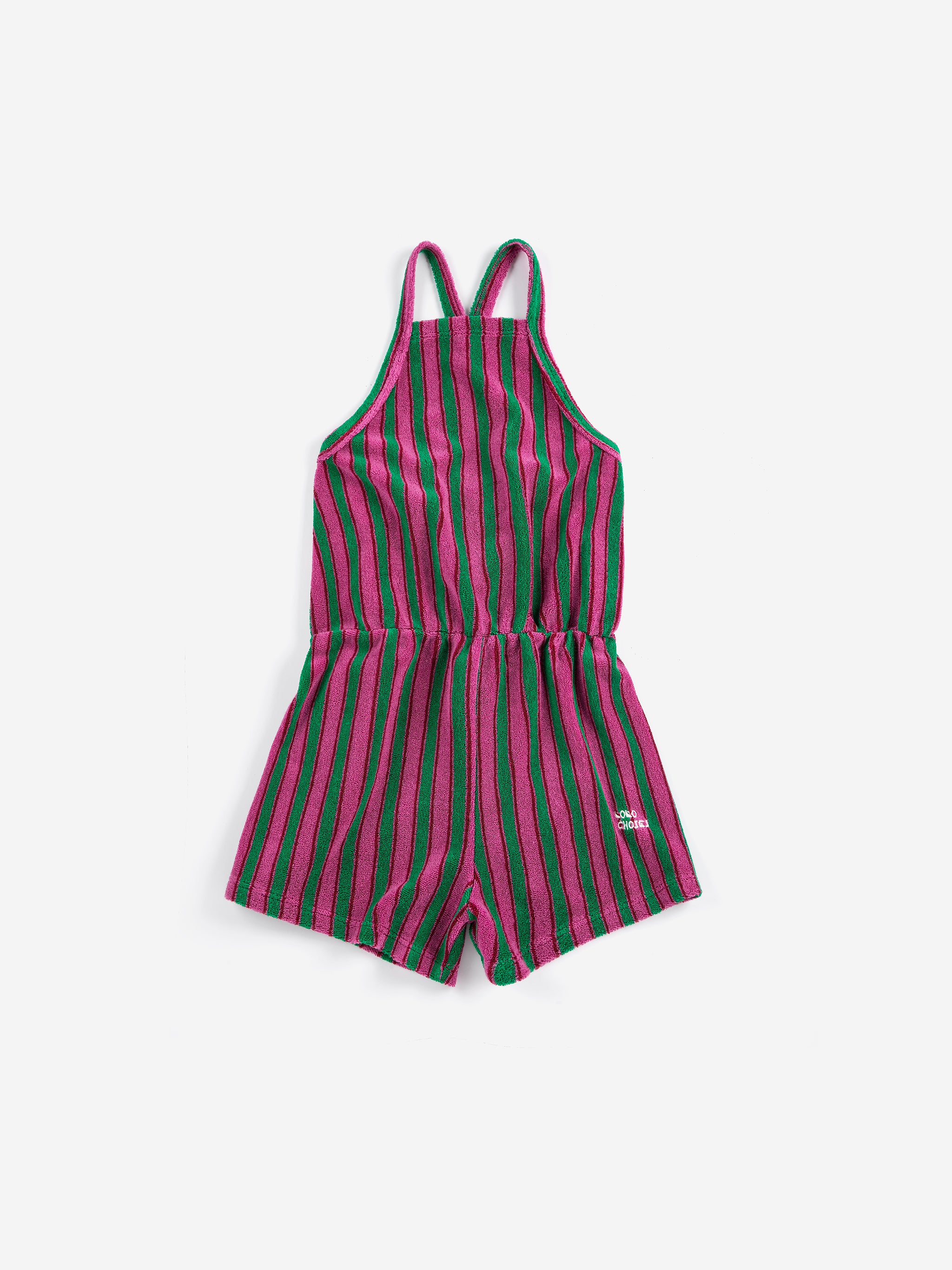 Striped Terry Cloth Playsuit - Purple