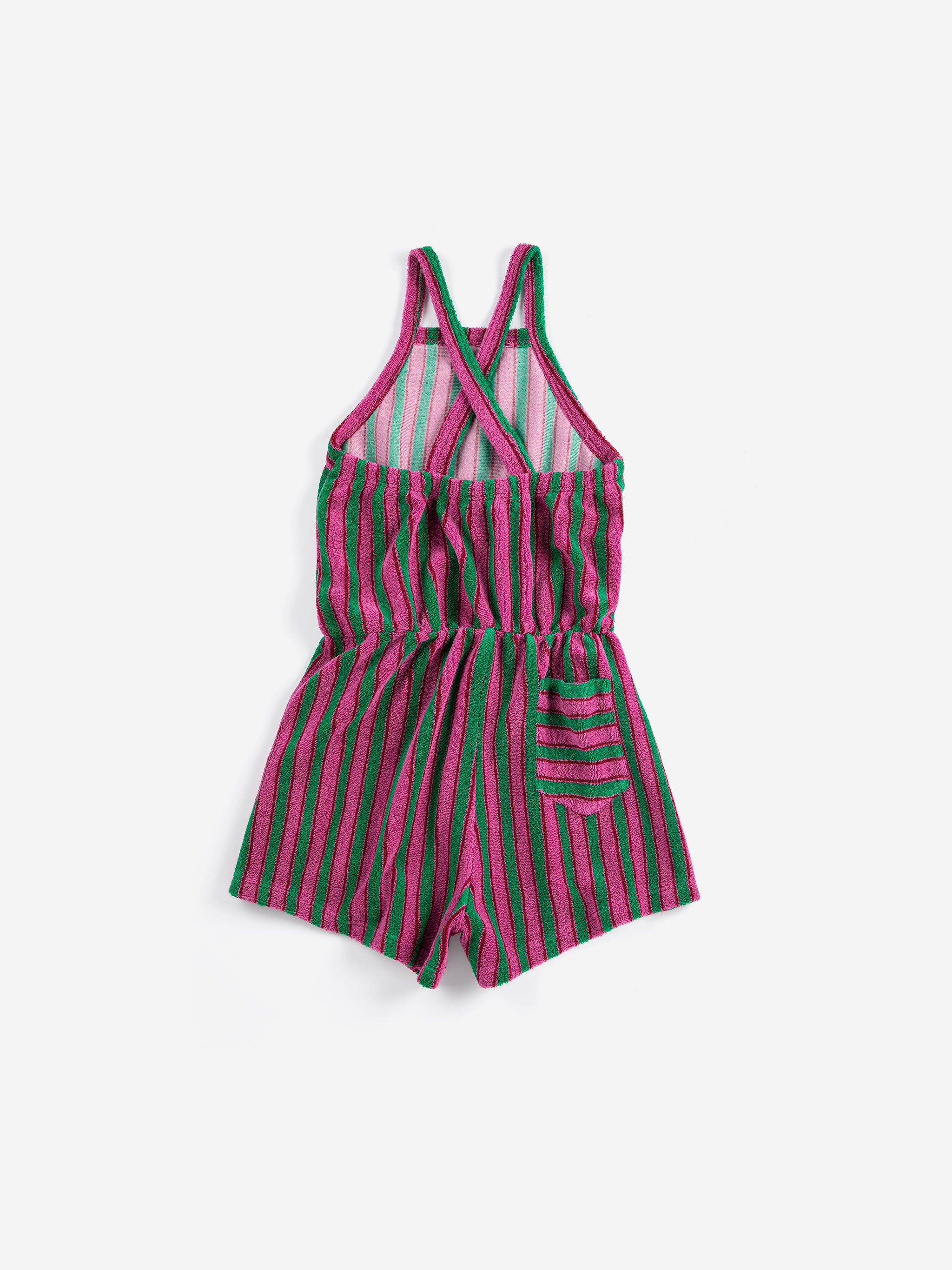 Striped Terry Cloth Playsuit - Purple