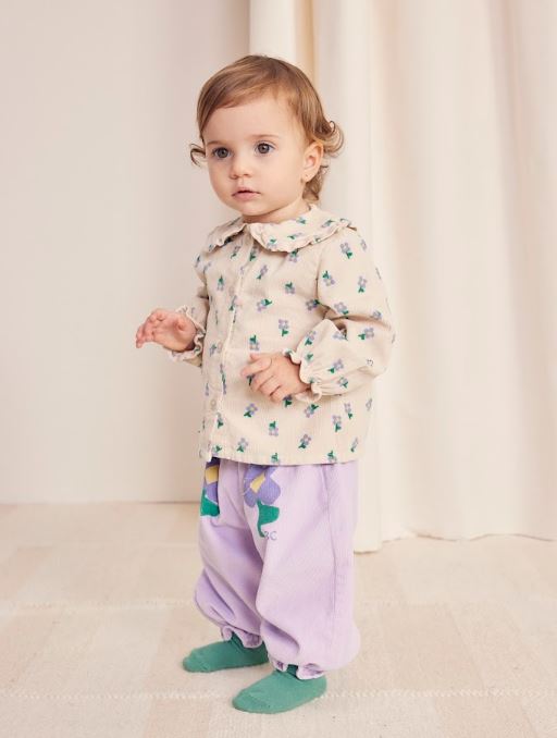 Baby Pansy Flowers Woven Paperbag Pants