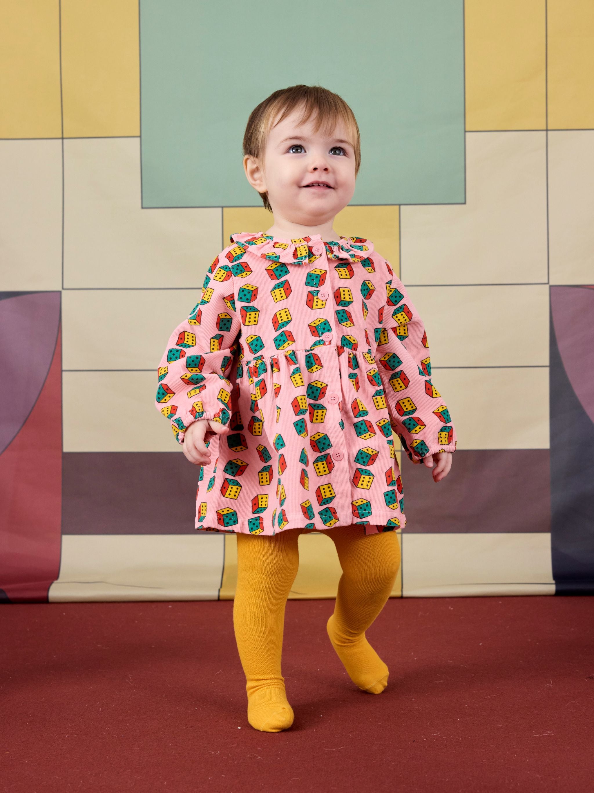 Dices All Over Micro Corduroy Dress - White