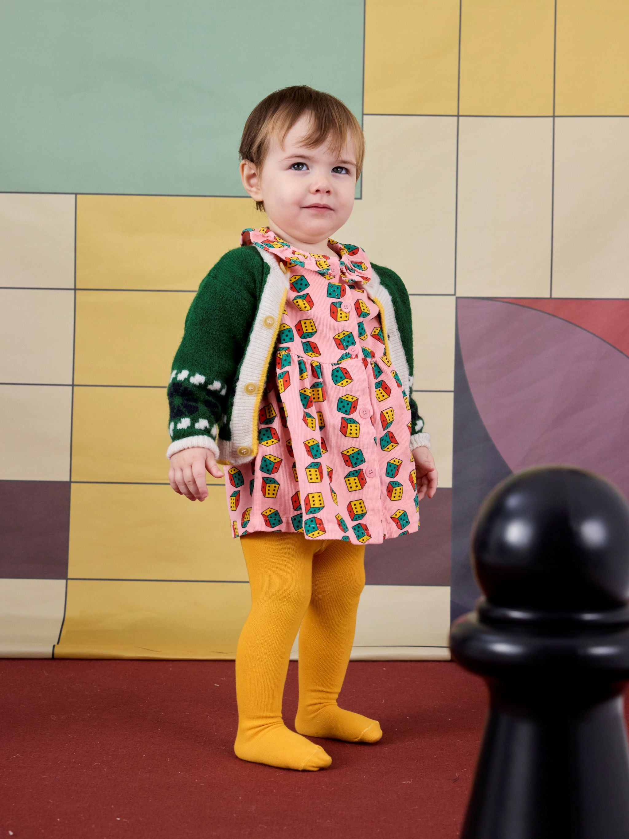 Dices All Over Micro Corduroy Dress - White