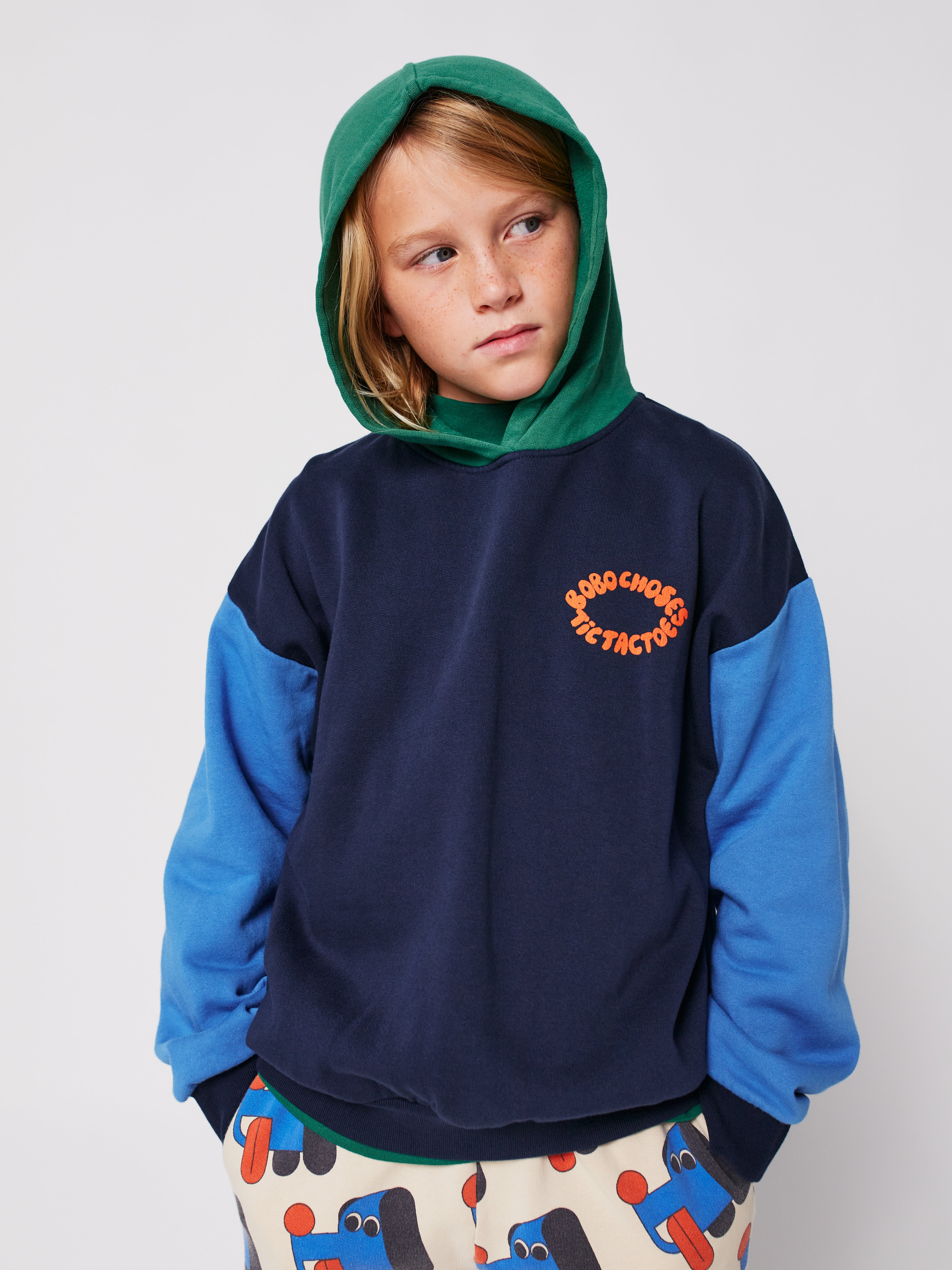 Tic Tac Toe Color Block Hoodie - Multicolor