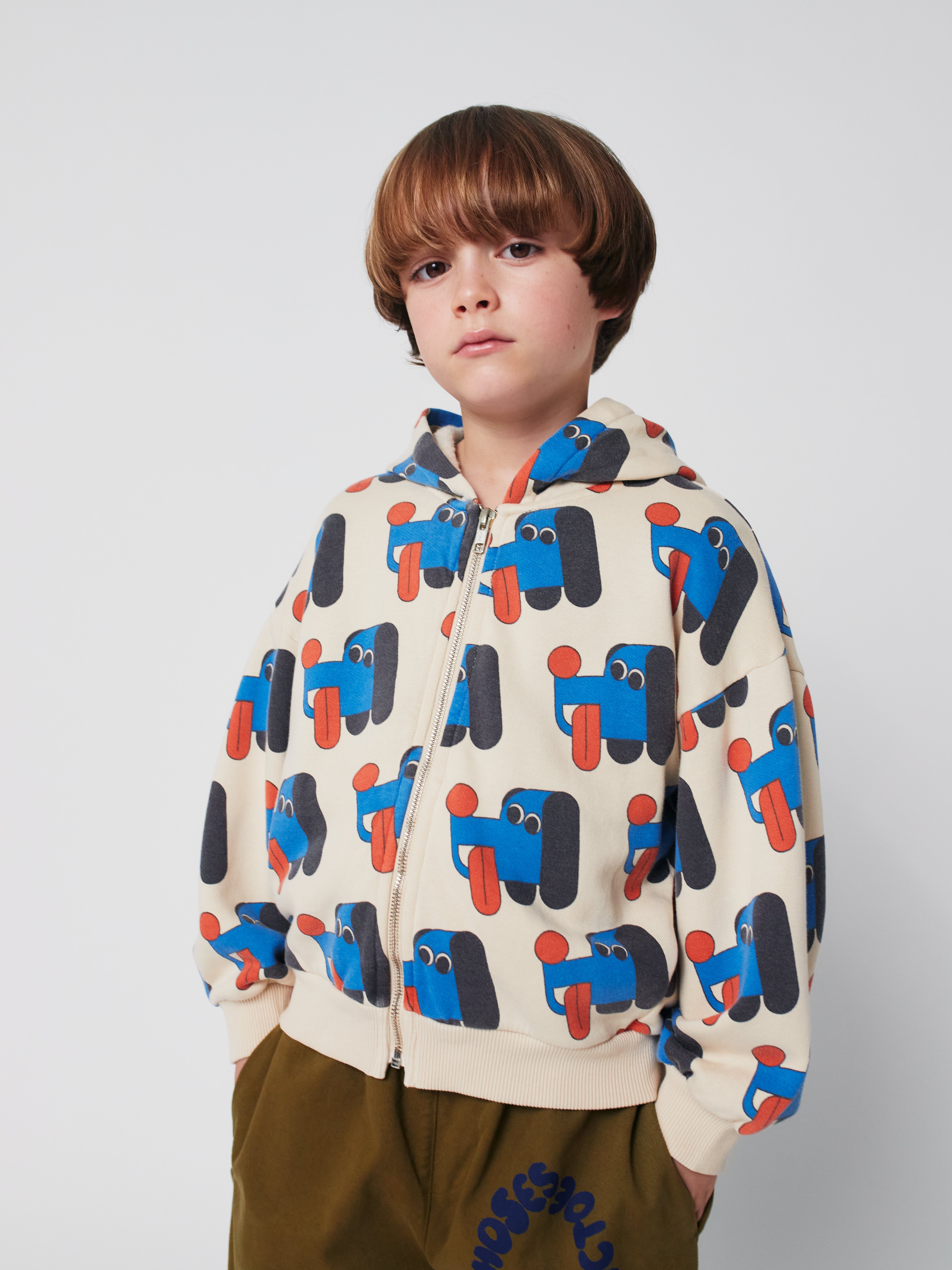 Doggy Mate All Over Zipped Hoodie - Offwhite