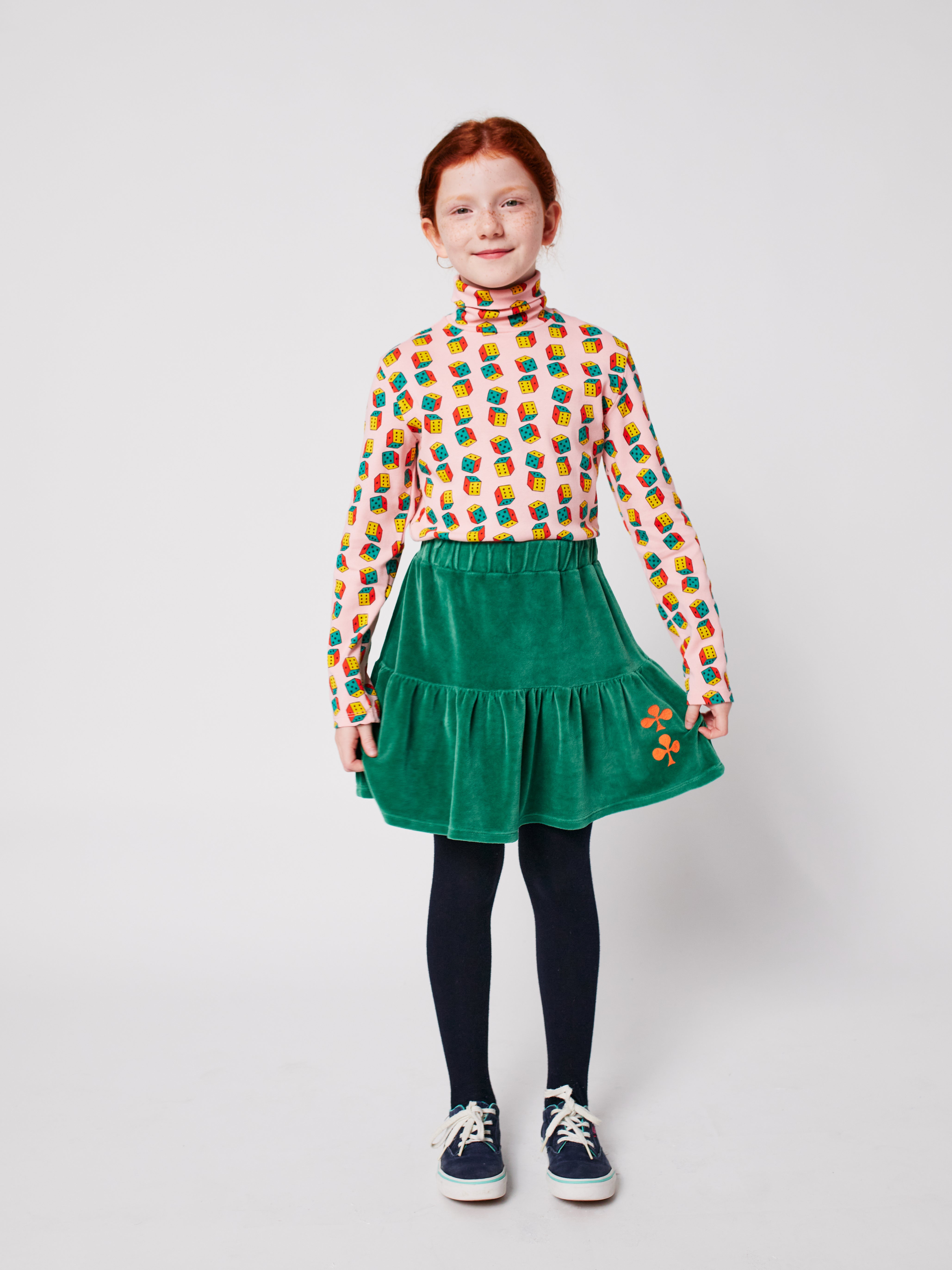 Clover Velvet Skirt - Green