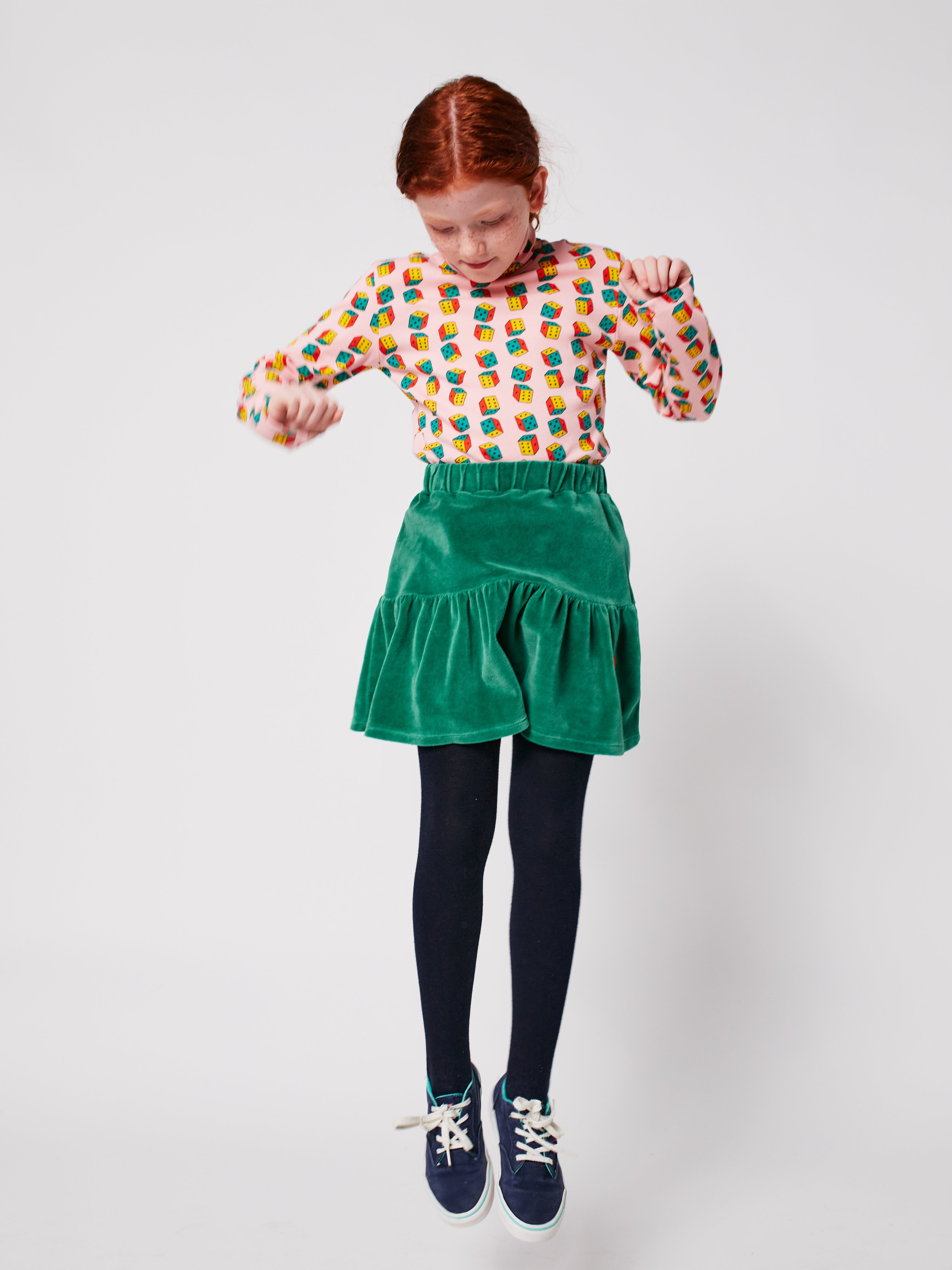 Clover Velvet Skirt - Green