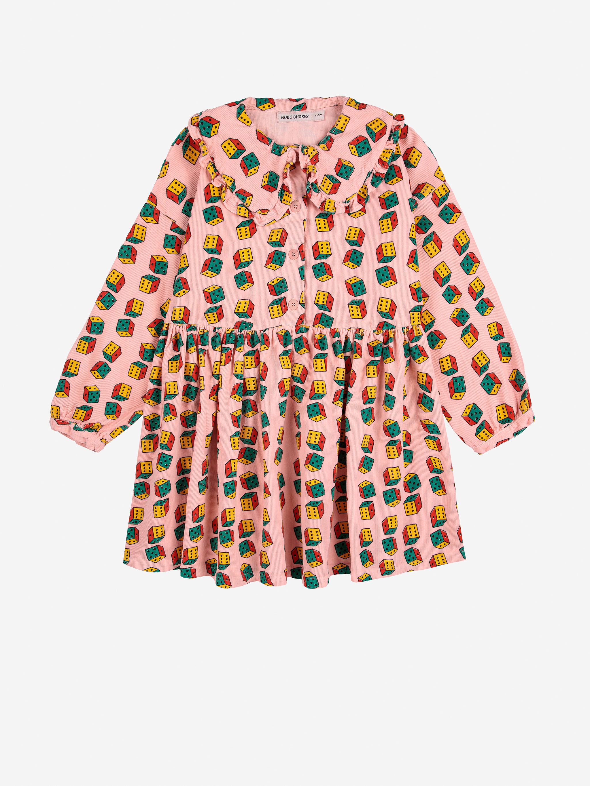 Dices All Over Micro Corduroy Dress - Pink