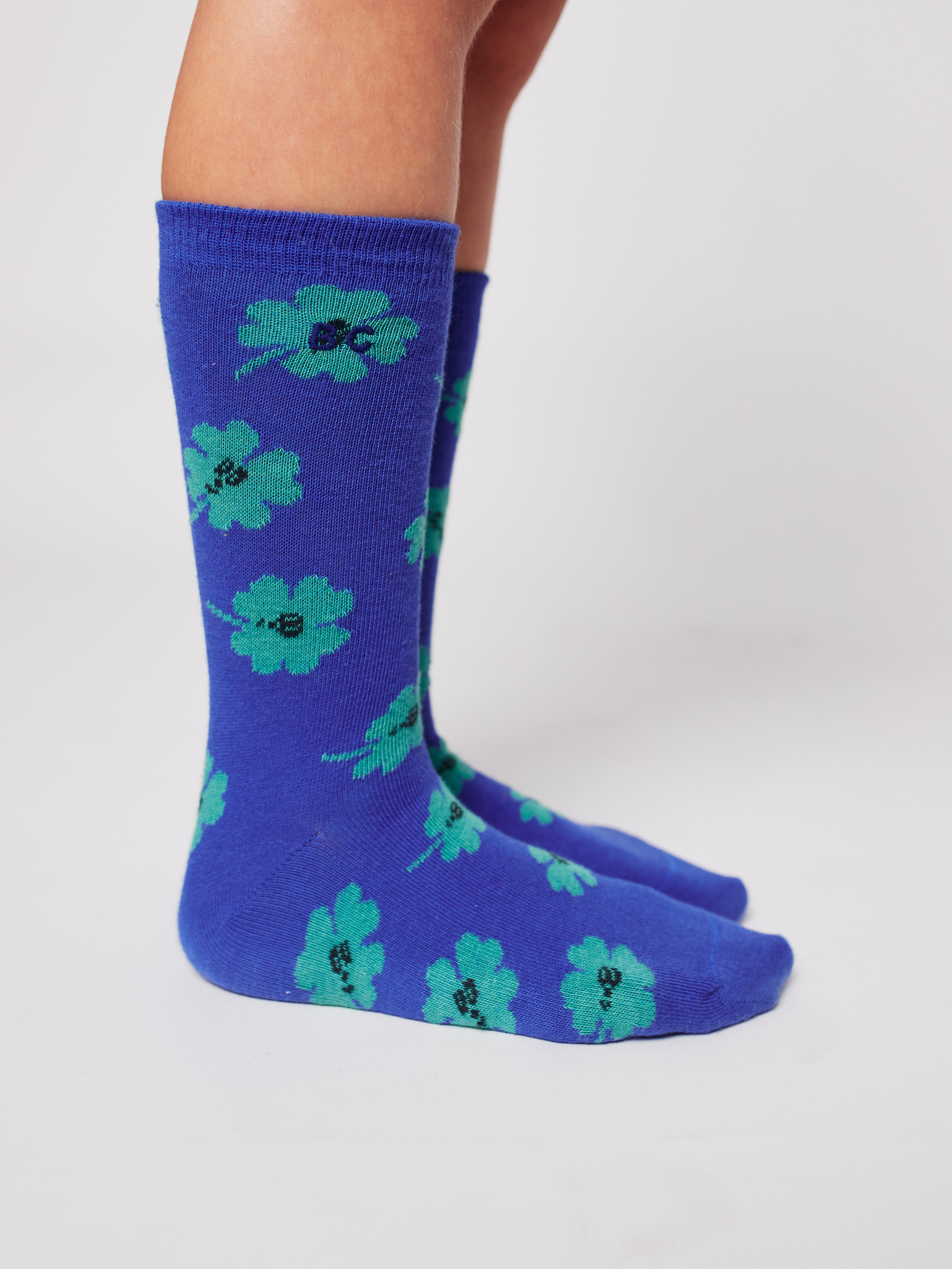 Lucky Clover All Over Long Socks - Blue