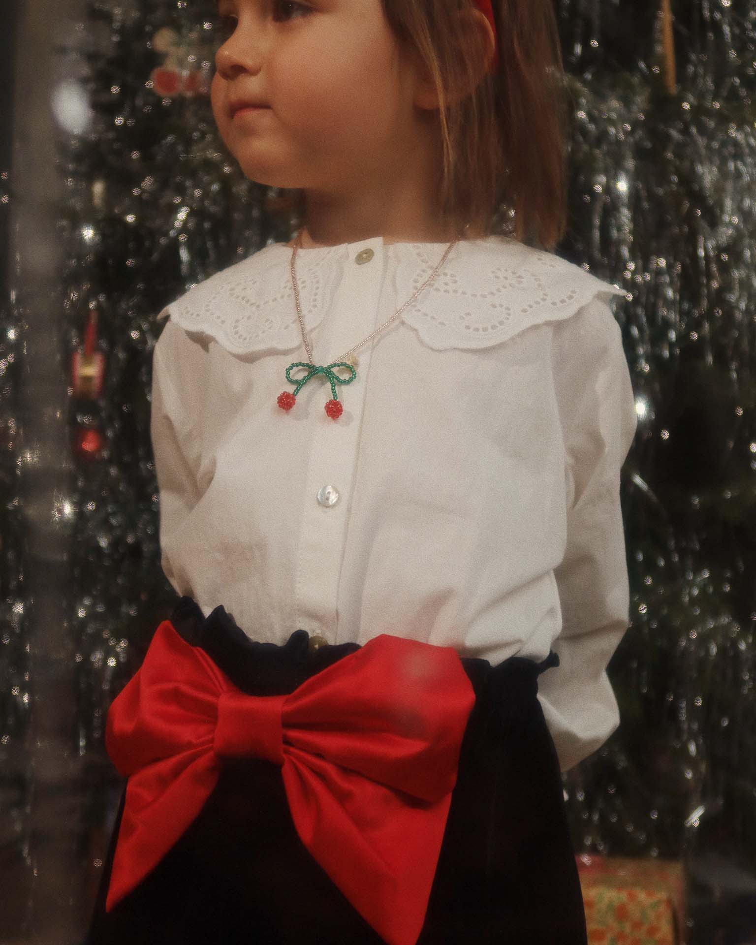 Pearly Necklace & Bracelet Set - Cherry
