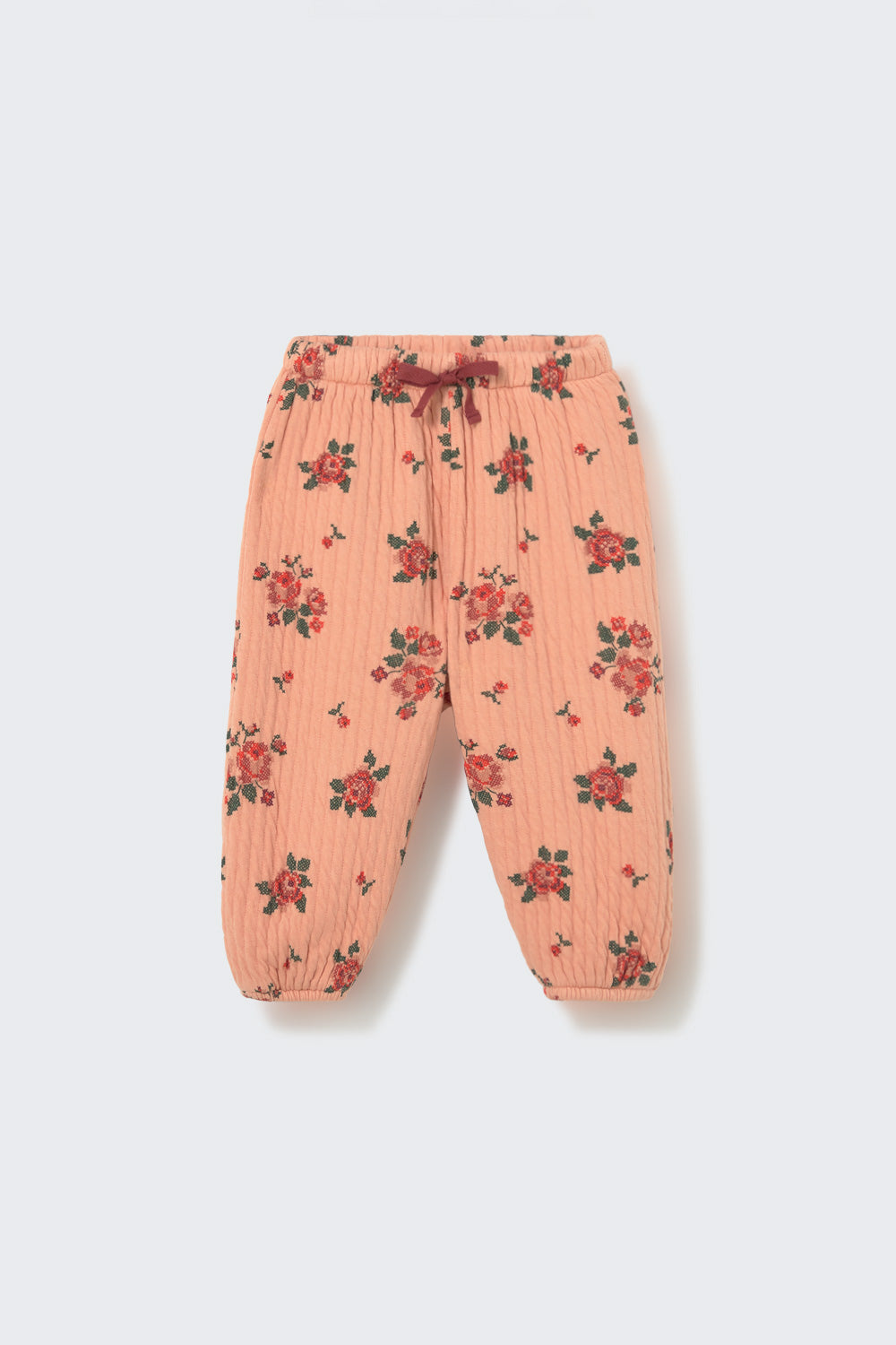 Beca Quilted Floral Print Baby Pants - Petal