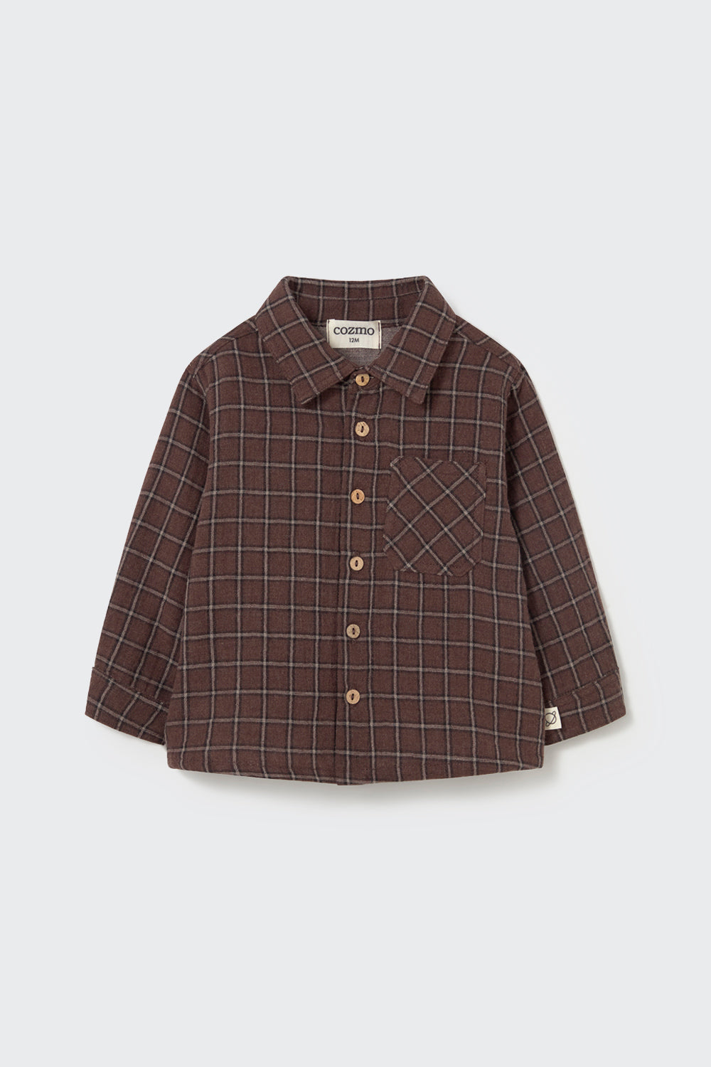 Bilbo Textured Plaid Check Baby Shirt - Brown