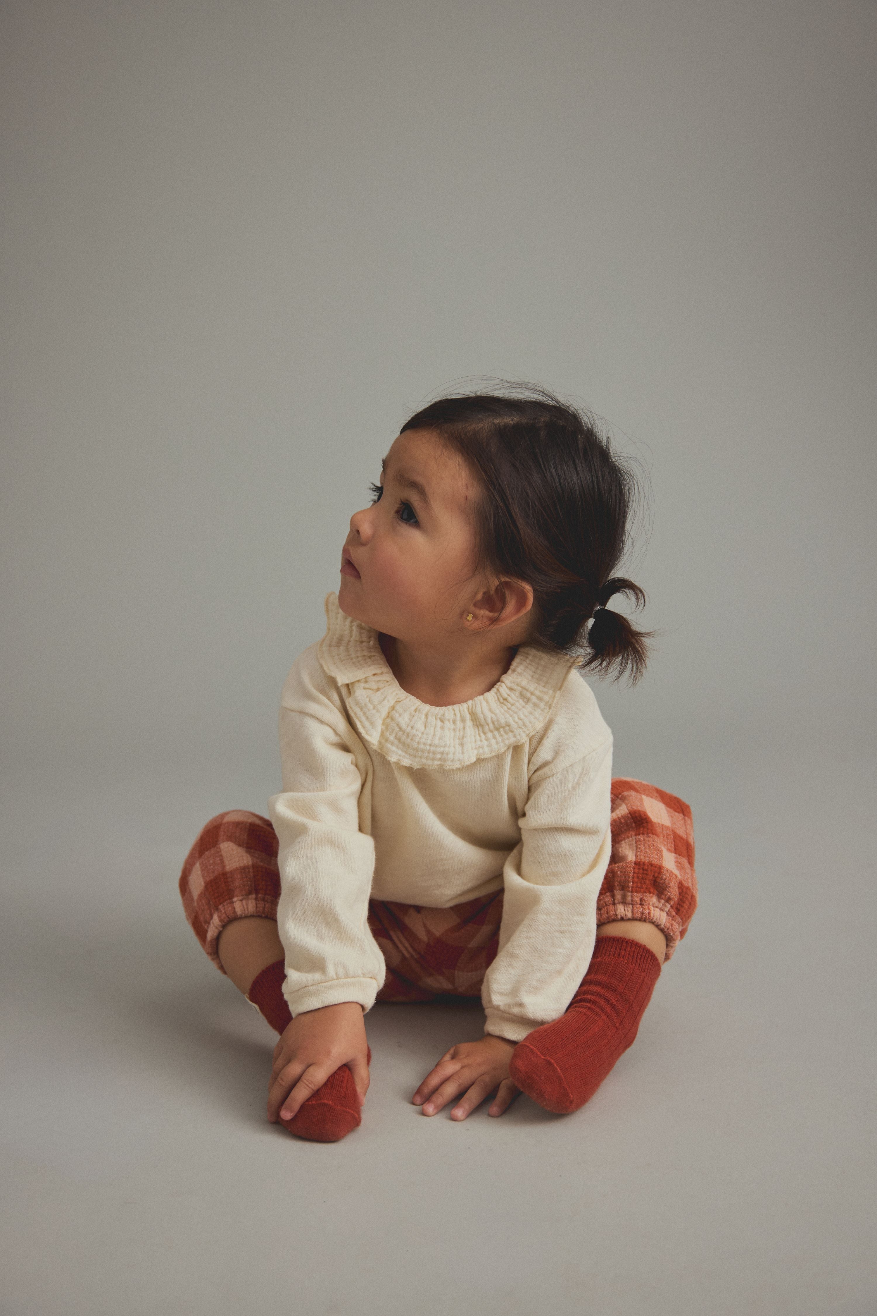 Bimba Textured Gingham Flannel Baby Pants - Ginger