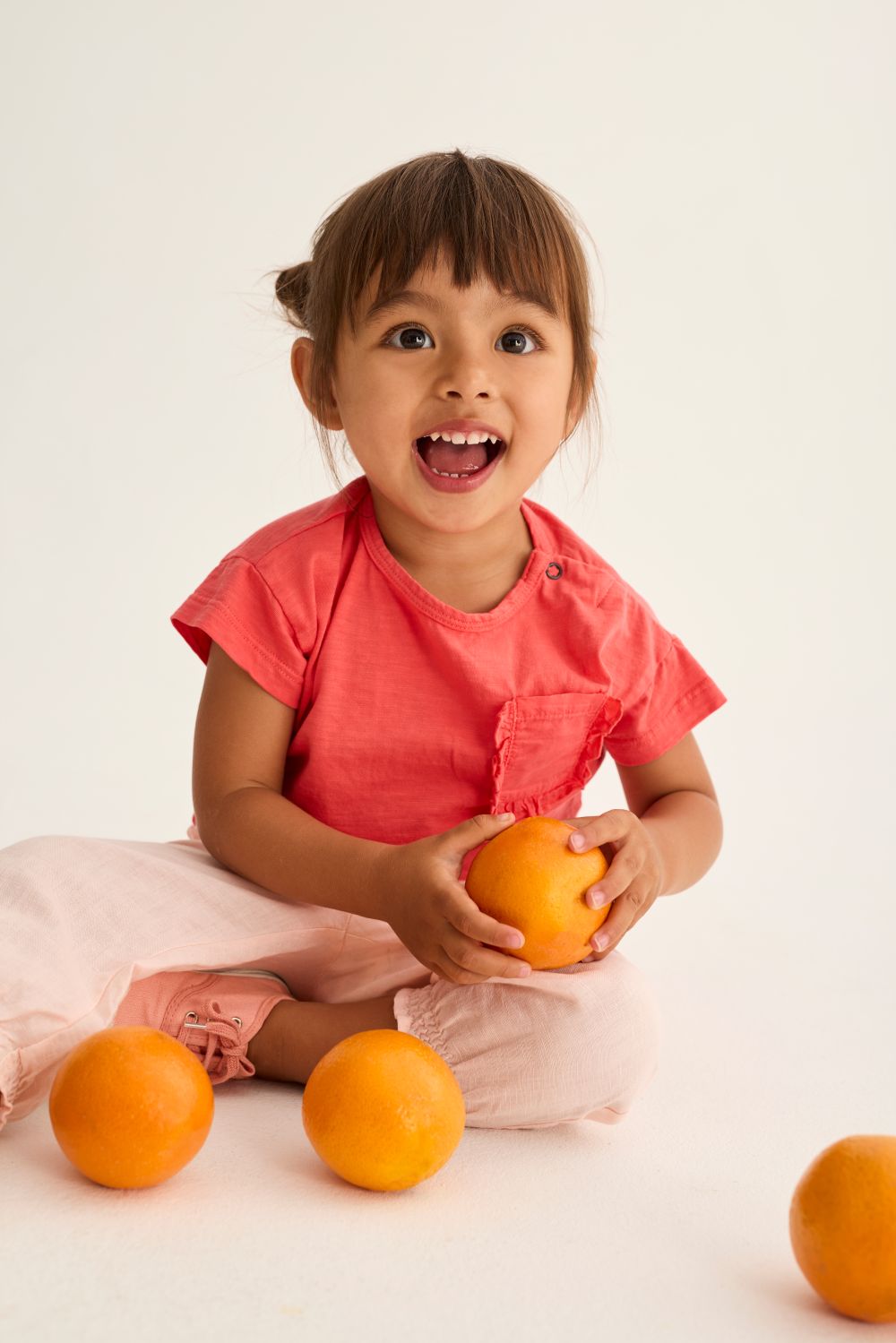Brisa Soft Slub Cotton Ruffle Baby T-Shirt - Tomato