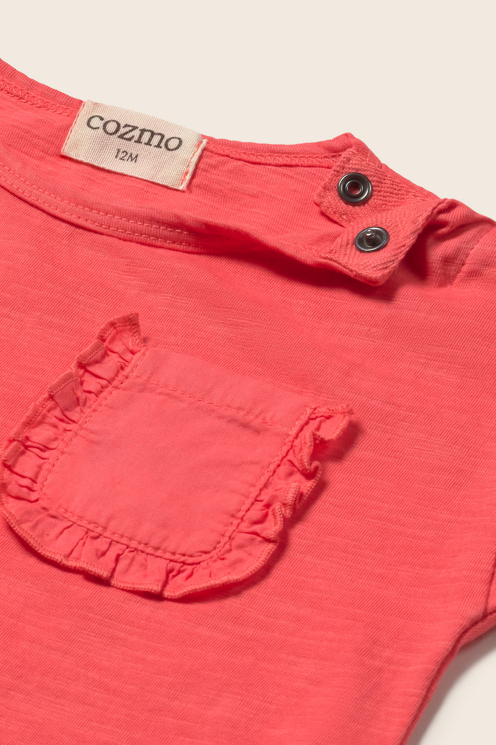 Brisa Soft Slub Cotton Ruffle Baby T-Shirt - Tomato