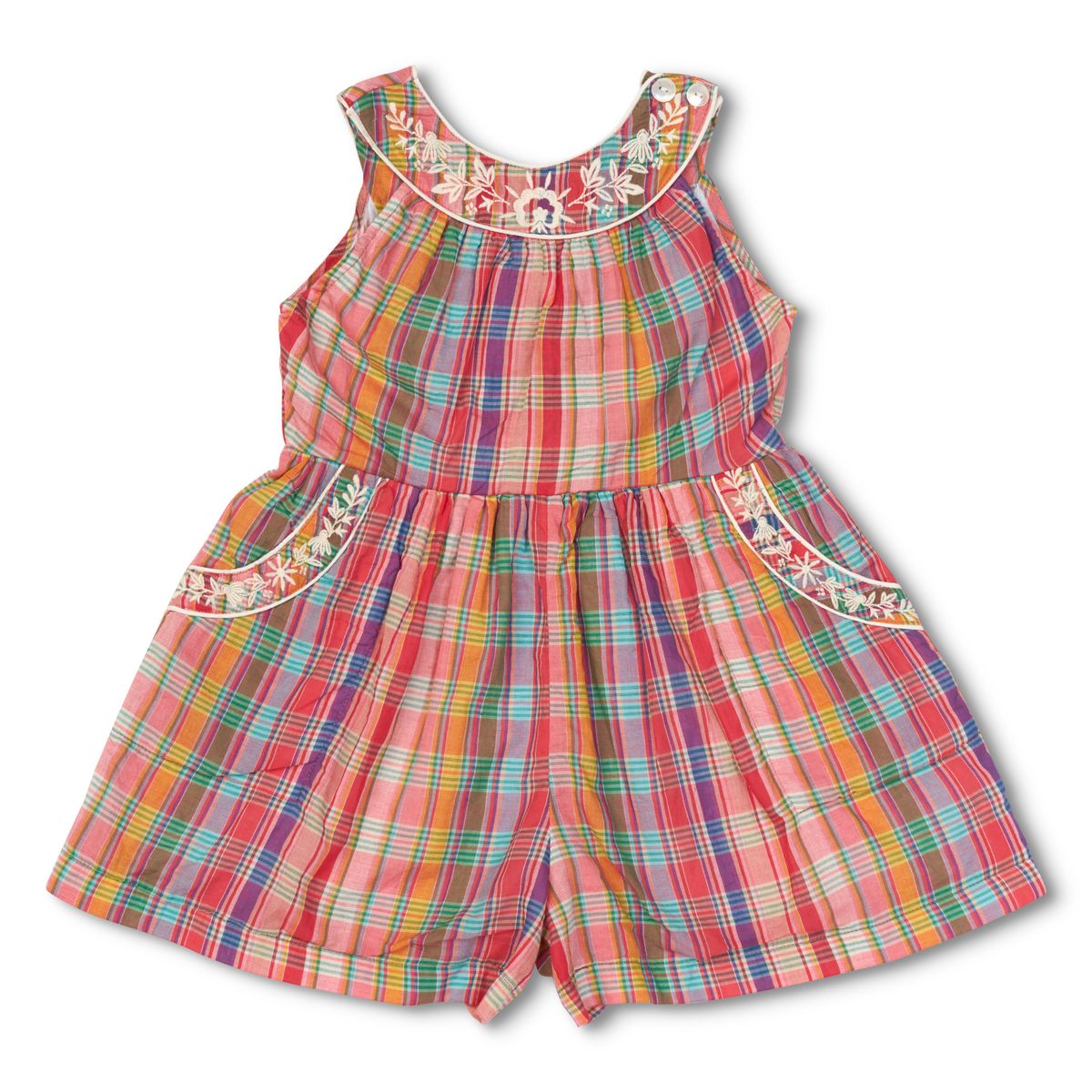 Thea Romper in Red Madras Plaid