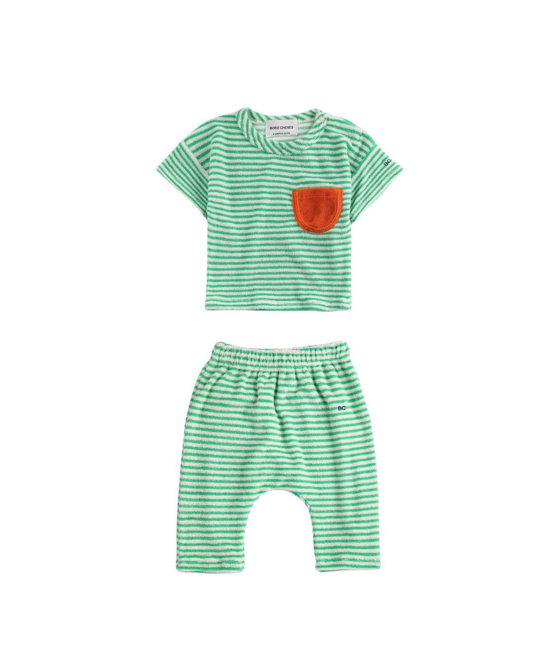 Green Stripes Terry Cloth Harem Pants and Tee