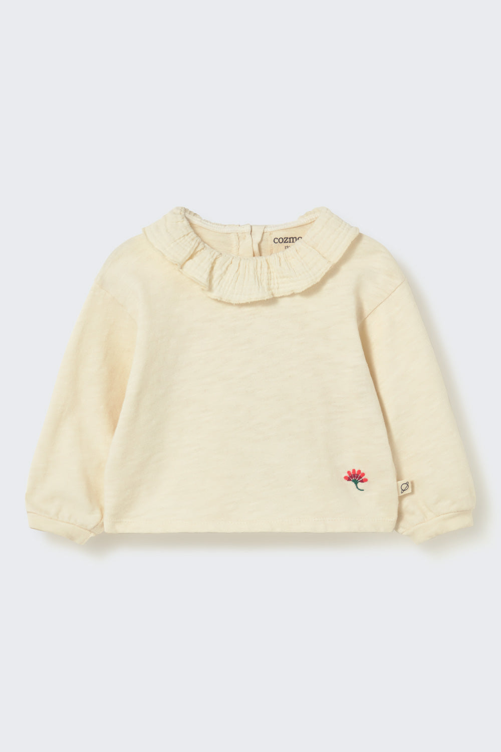 Clara Brushed Warm Slub Baby Ruffle T-Shirt - Ivory
