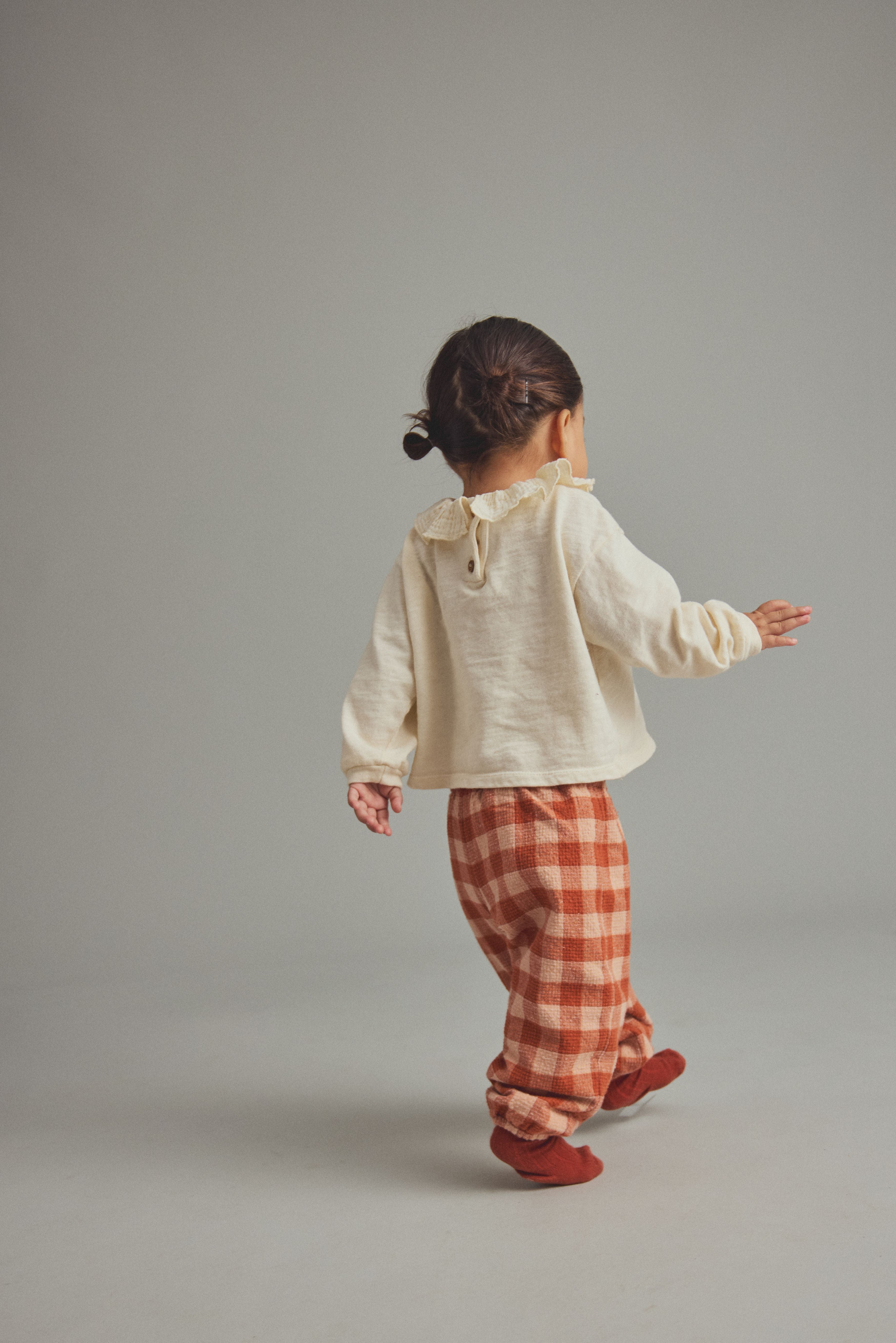 Clara Brushed Warm Slub Baby Ruffle T-Shirt - Ivory