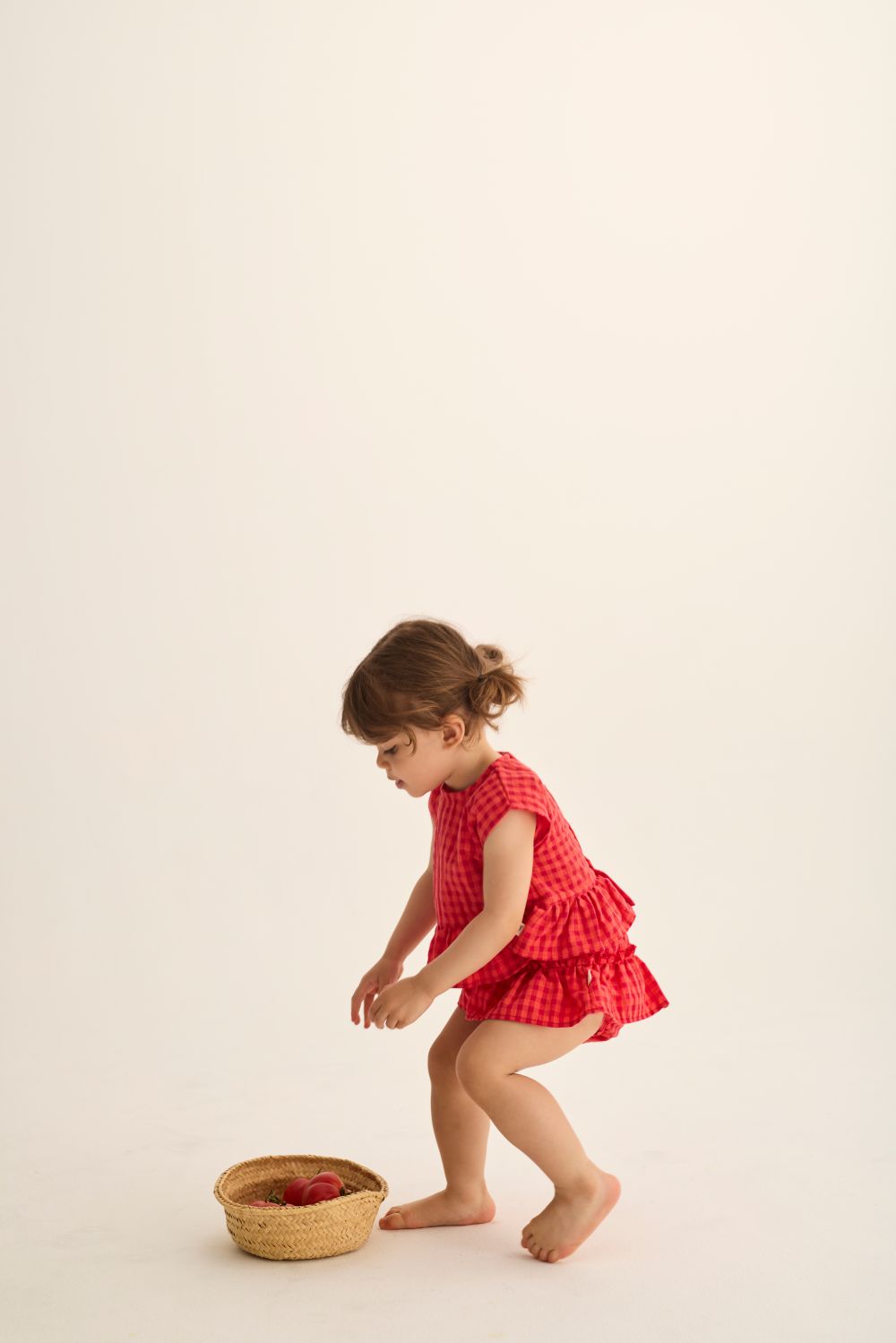 Coral Gingham Cotton Baby Bloomers - Tomato