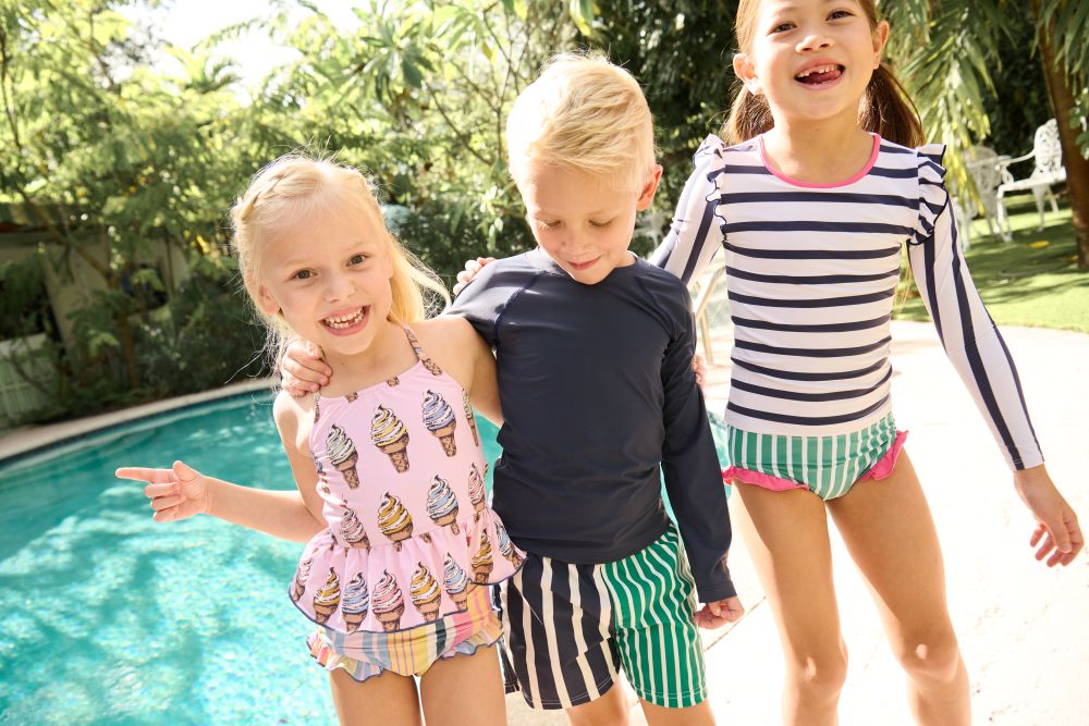 Boys Swim Trunk - Multi Stripe