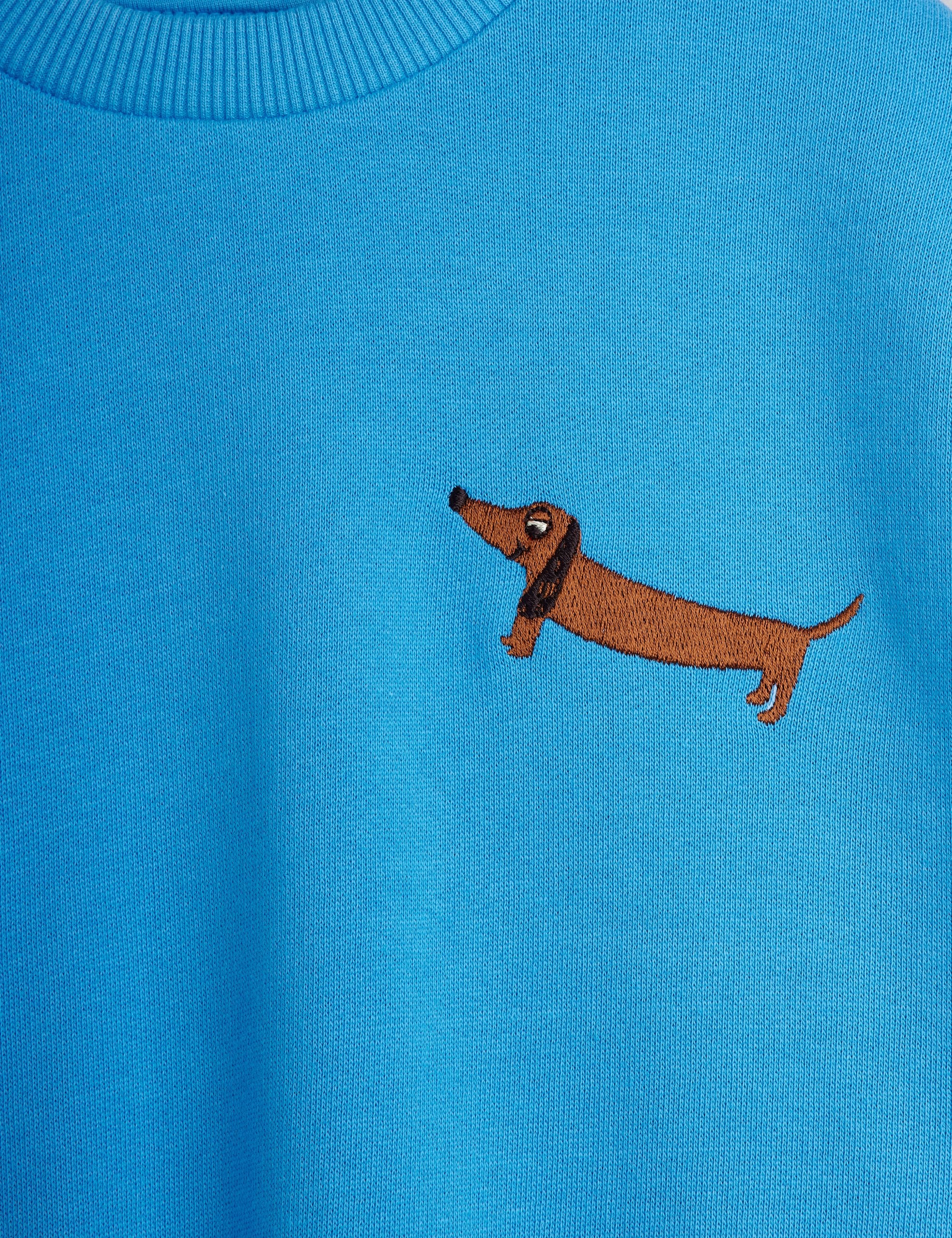 Dog Embroidered Sweatshirt - Blue