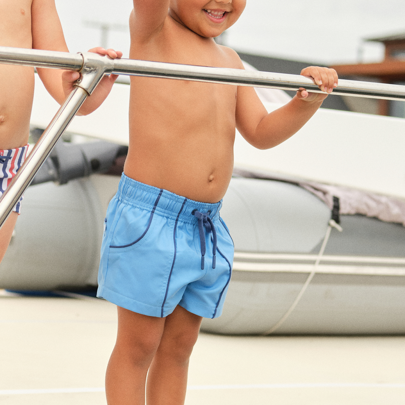 Boys Balboa Blue Paneled Boardie