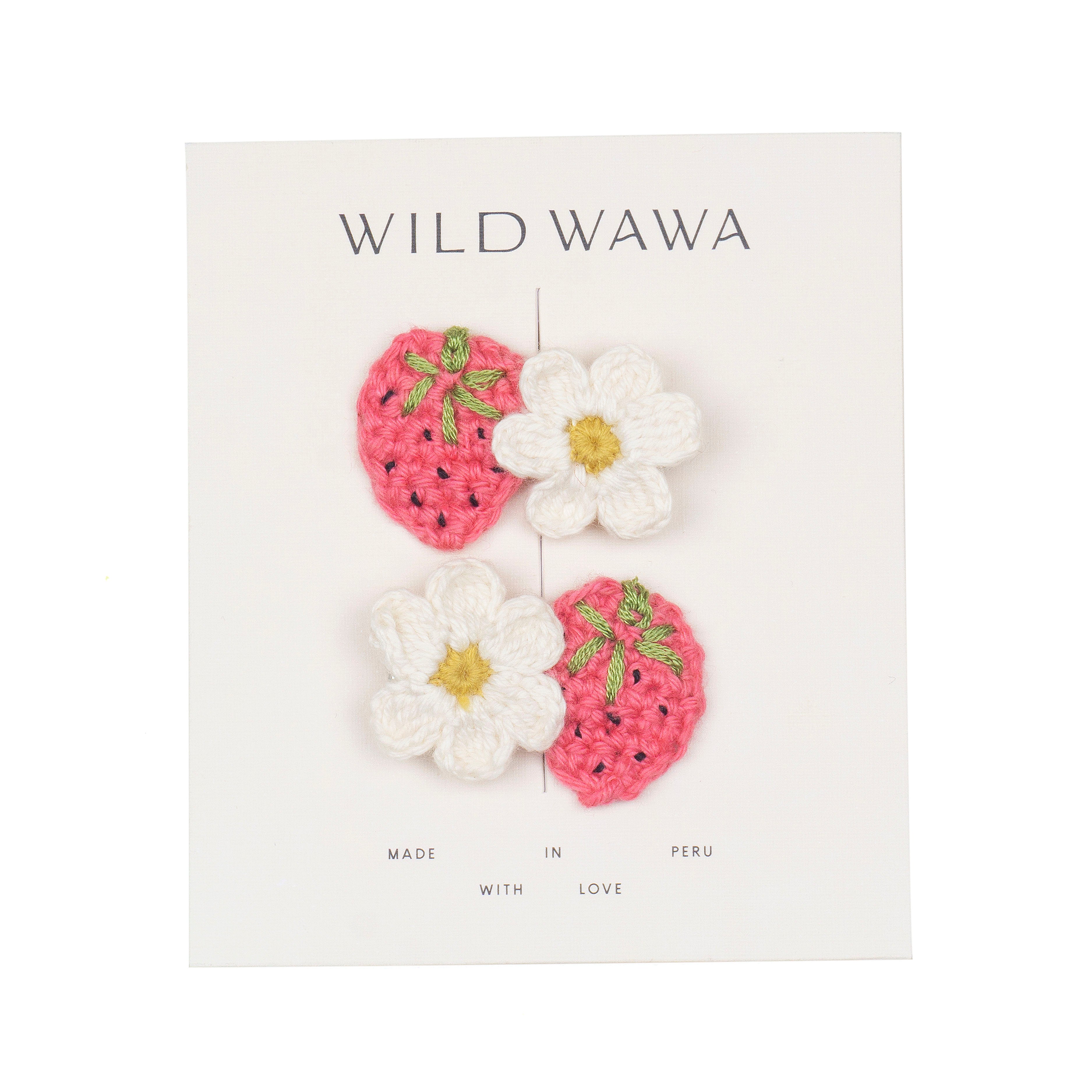 Crochet Clip Set - Stawberry Daisy