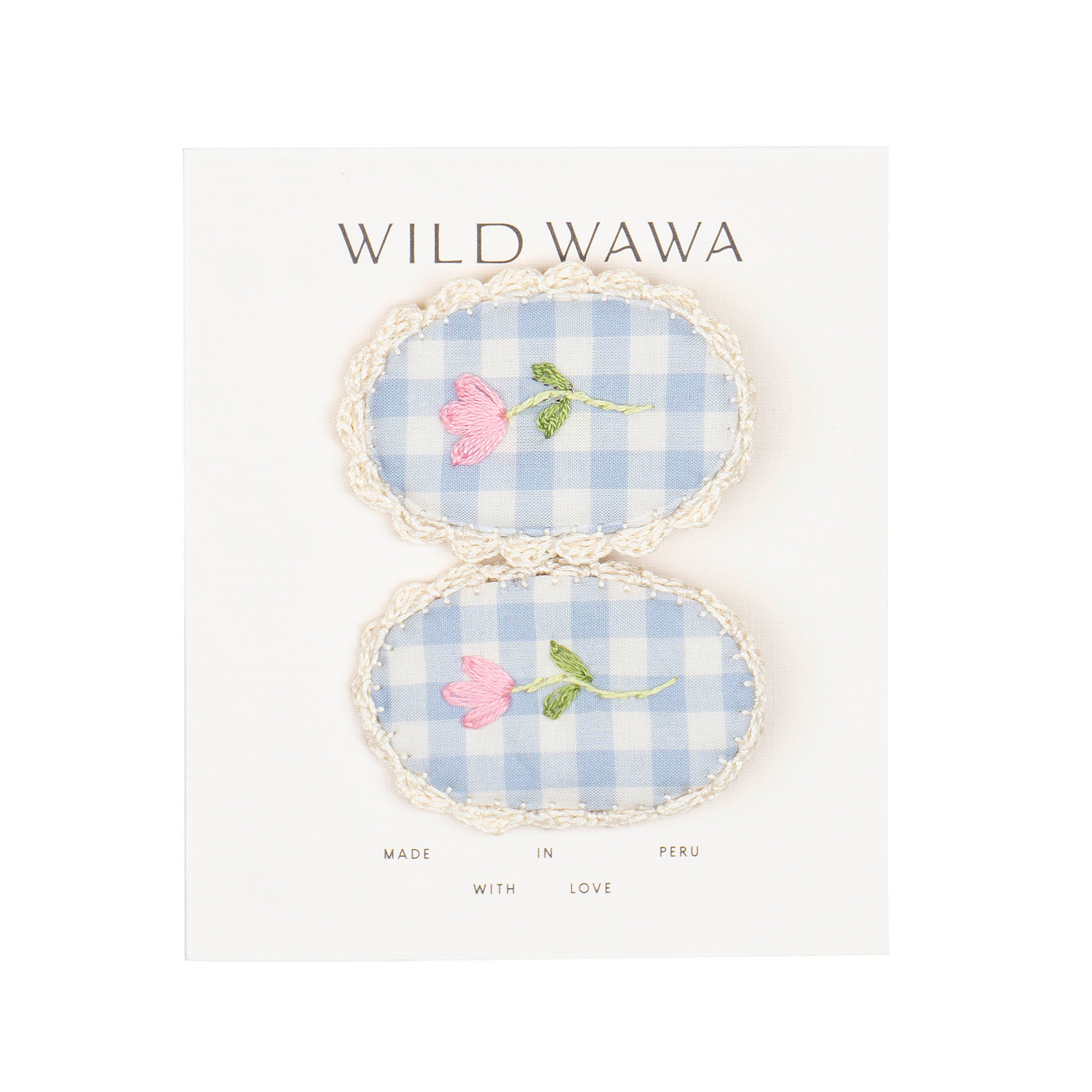 Crochet Clip Set - Blue Gingham