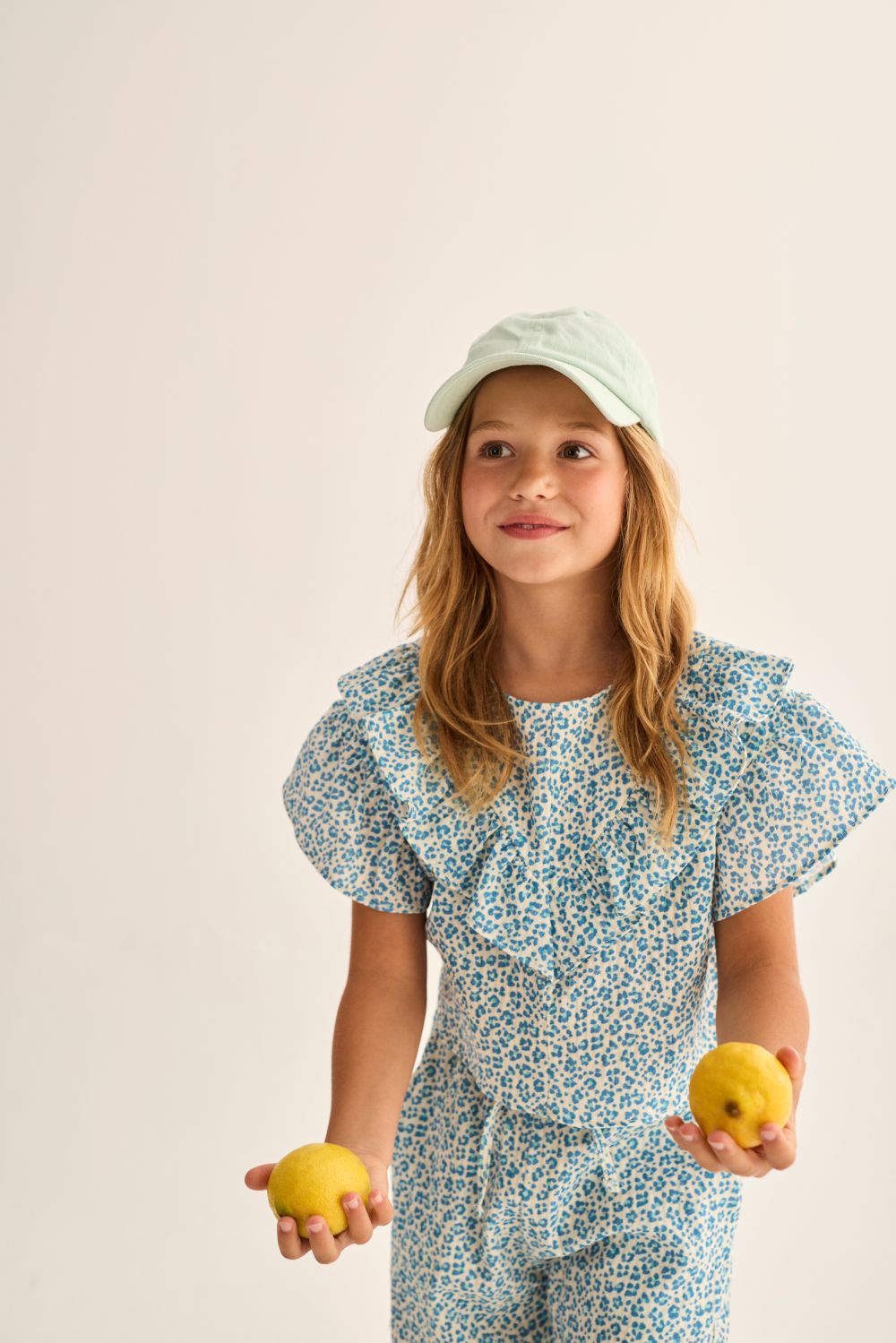 Duna Animal Print Cotton Blouse - Blue