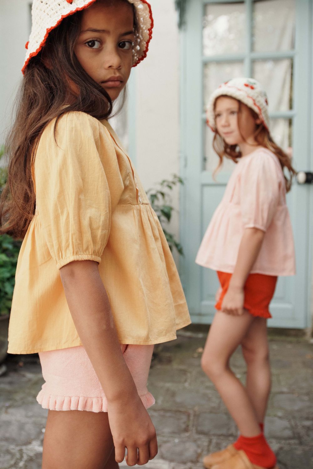 Ruffled Terry Shorts - Coquelicot