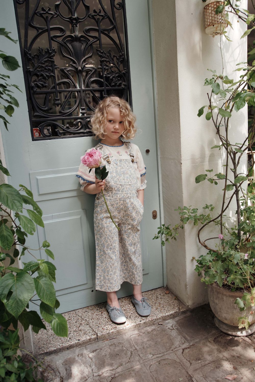 Cotton Canvas Overalls - Champetre Bleu
