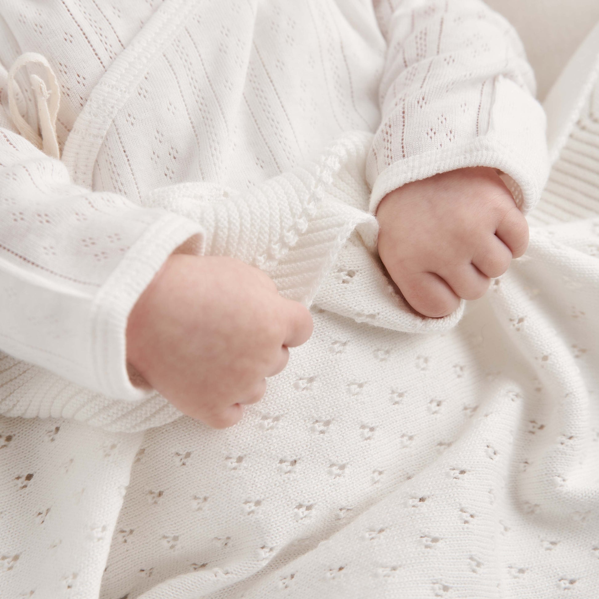 White Organic Pointelle Layette Bag Set