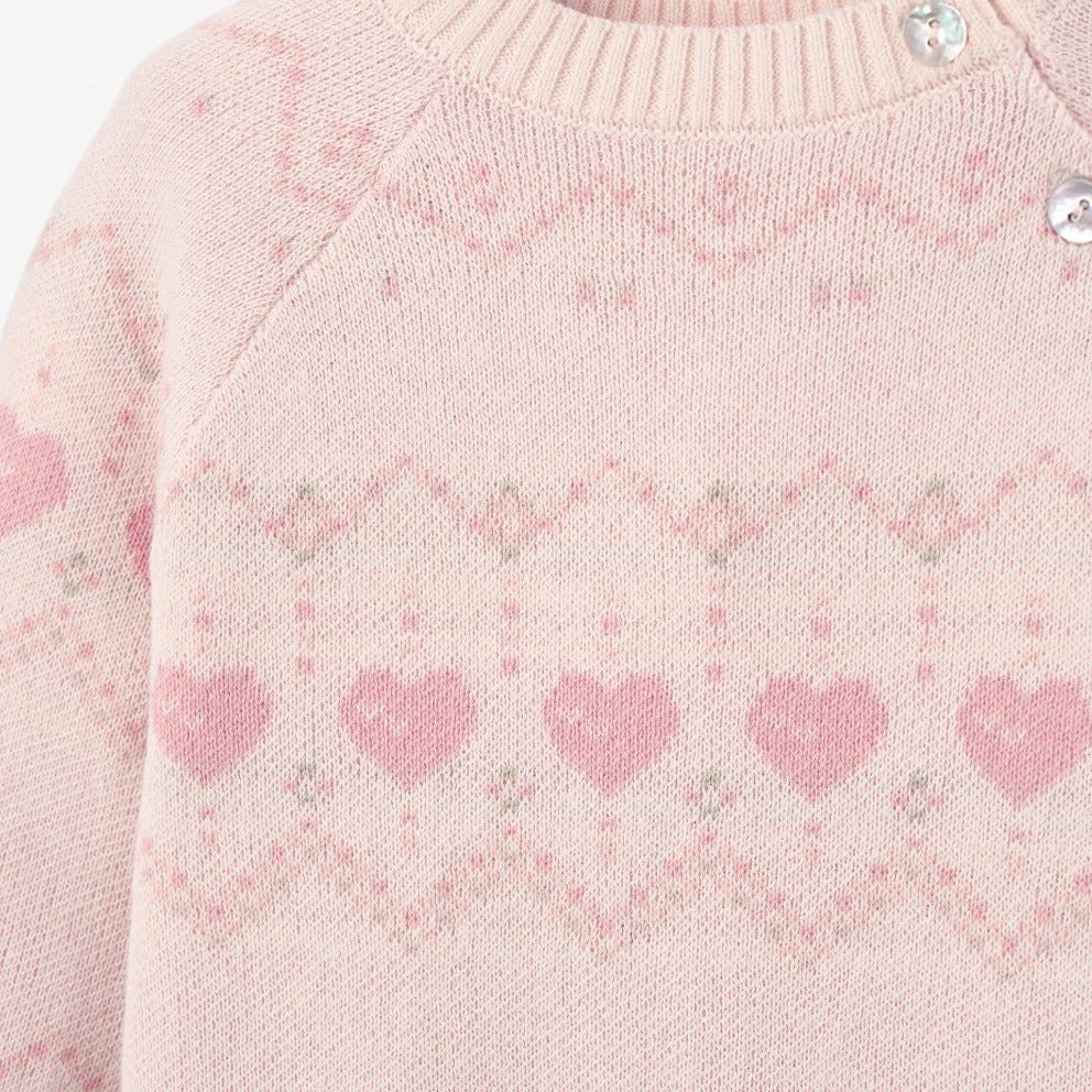 Heart Fairisle 2 Pc Jumpsuit + Hat Set