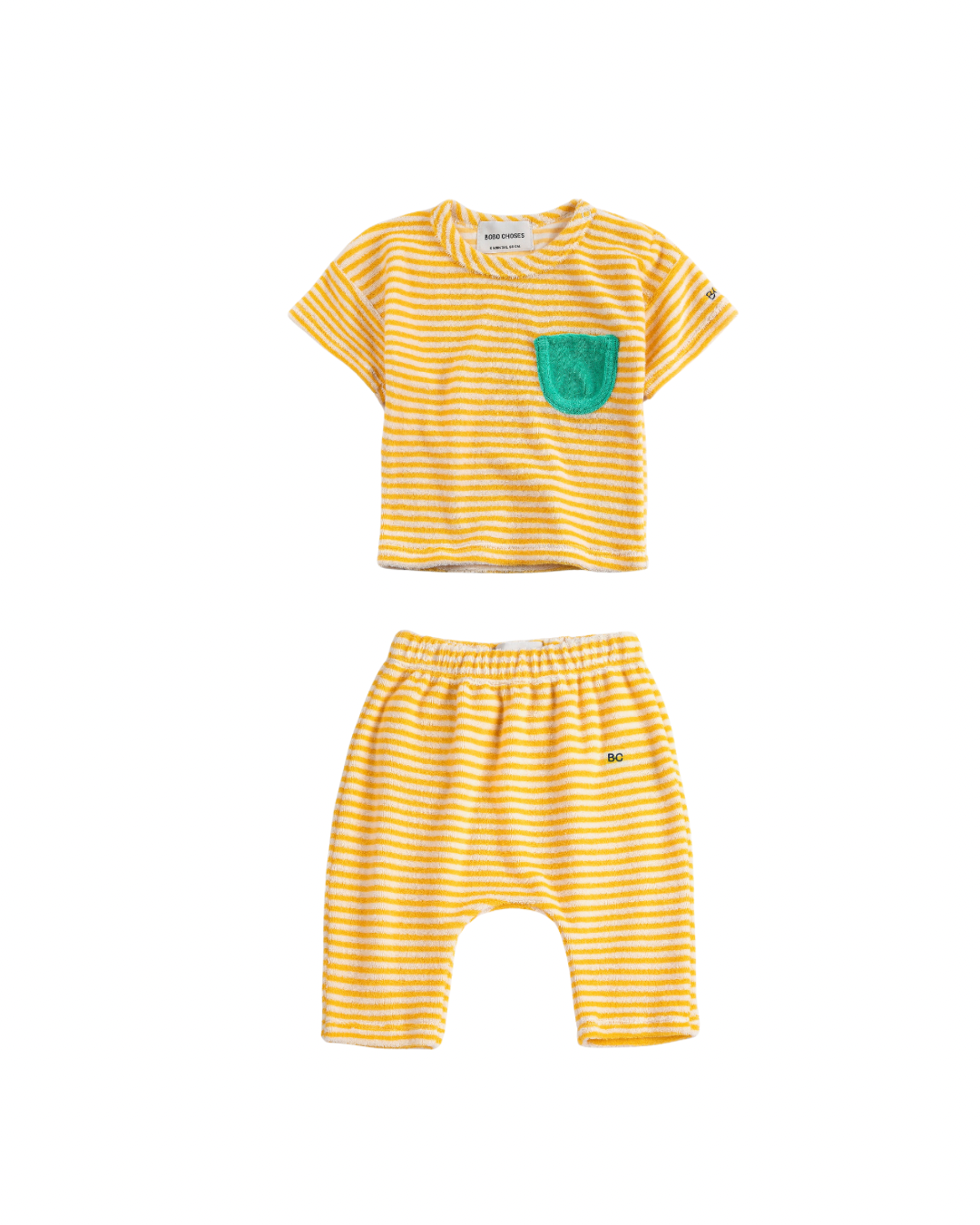 Yellow Stripes Terry Cloth T-Shirt & Harem pant